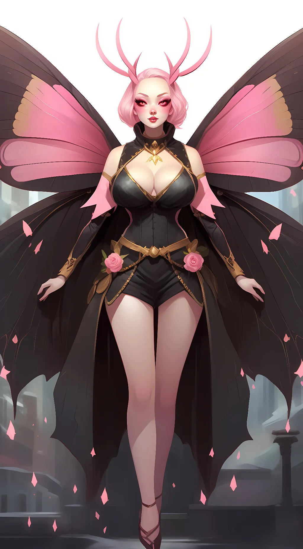 ai character: Rosy Maple moth background