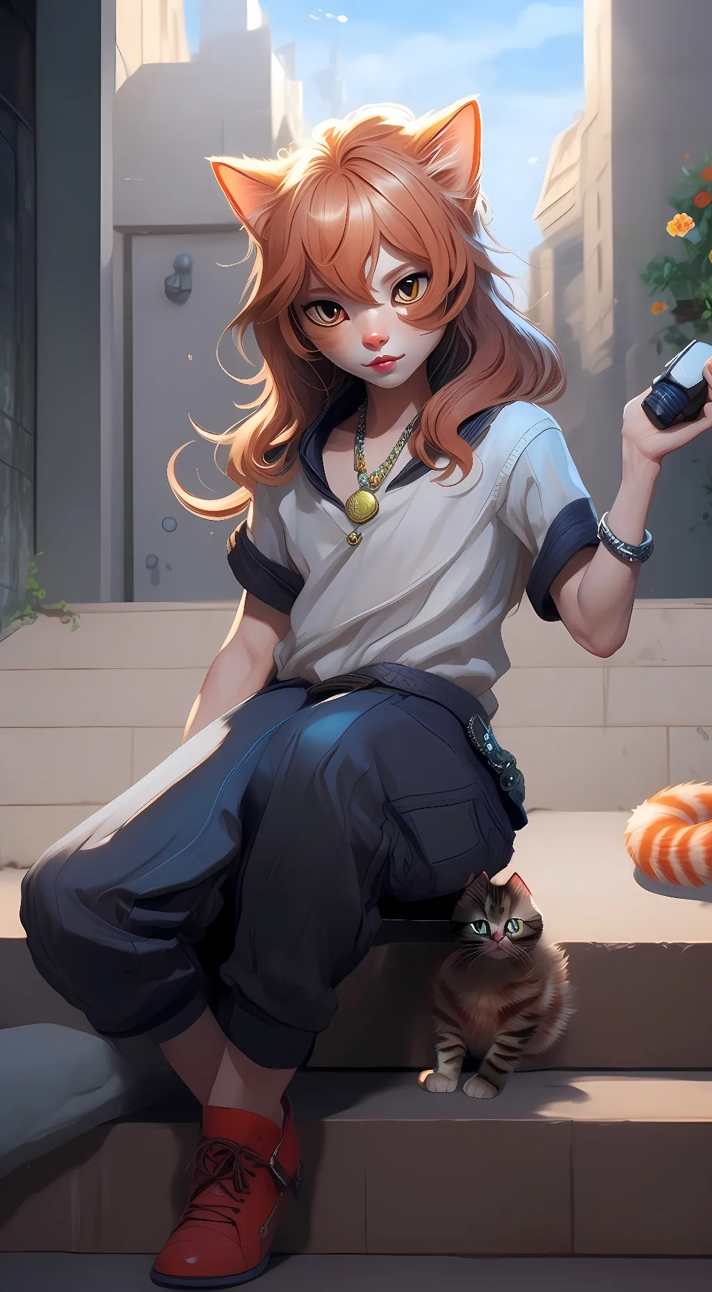 ai character: ginger background