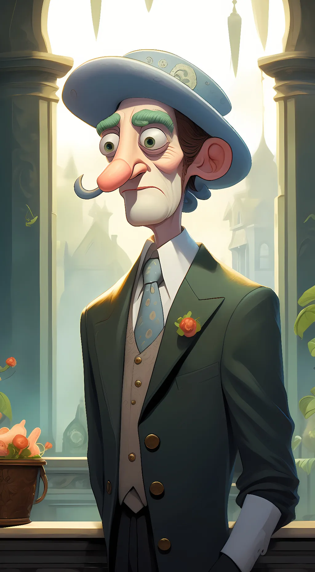 ai character: squidward  background