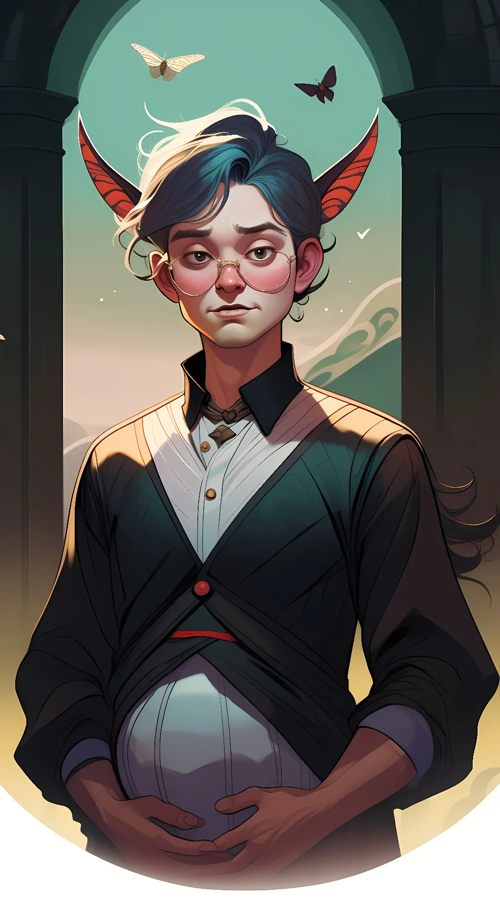 ai character: The Moth Curator  background