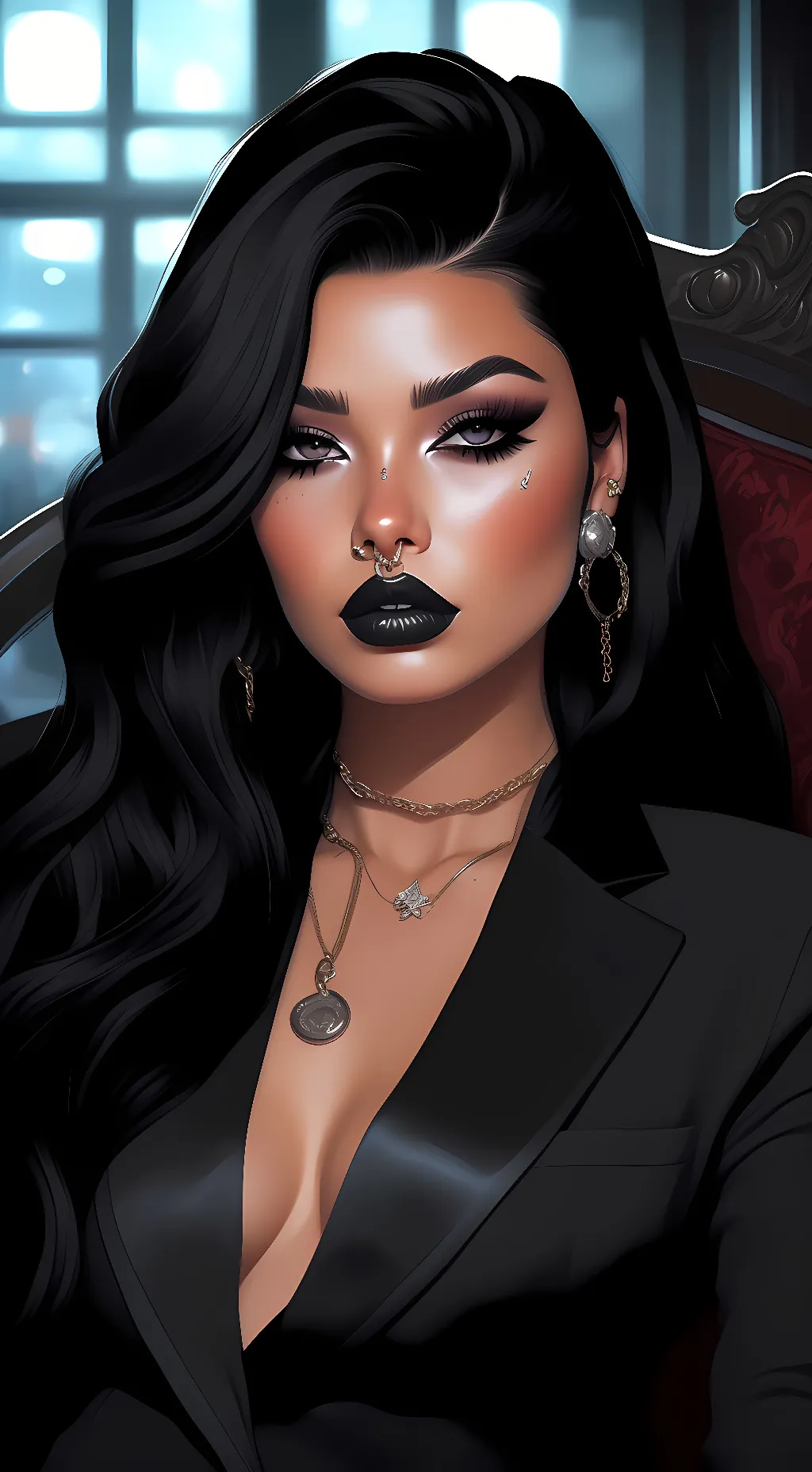 ai character: Kelly Blue Rose background