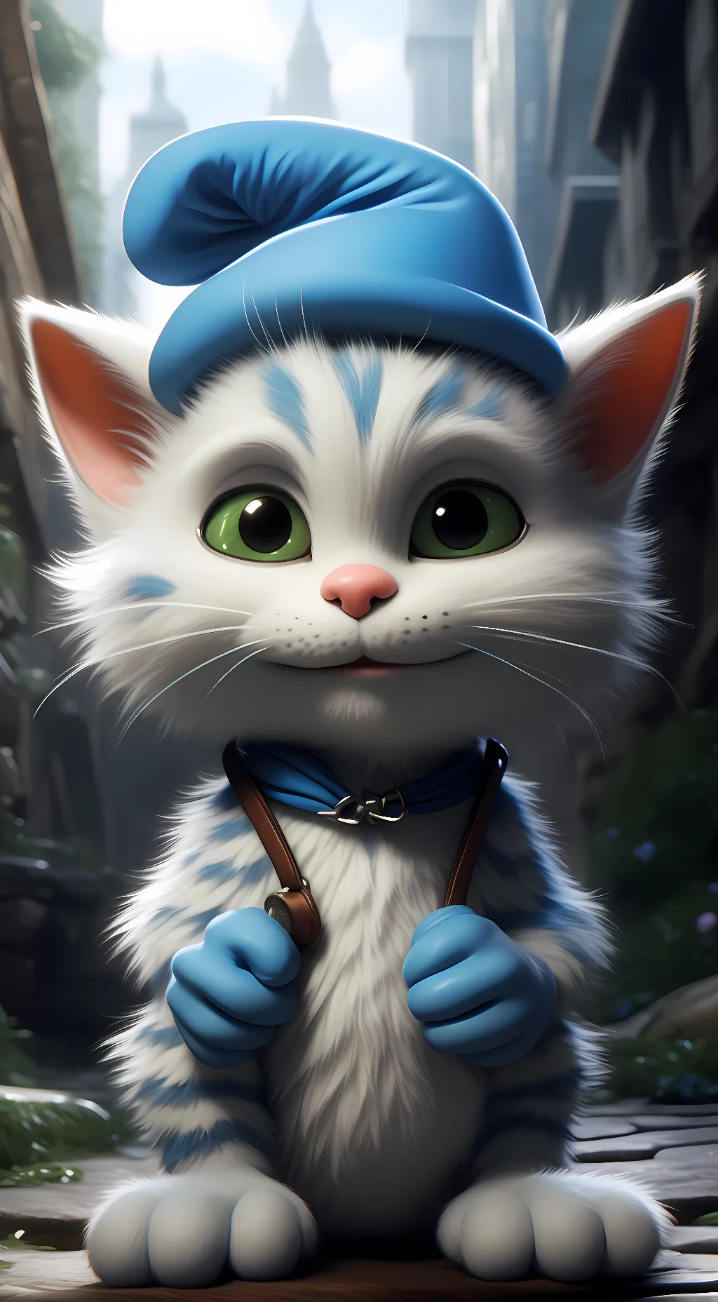 ai character: Smurf cat meme background