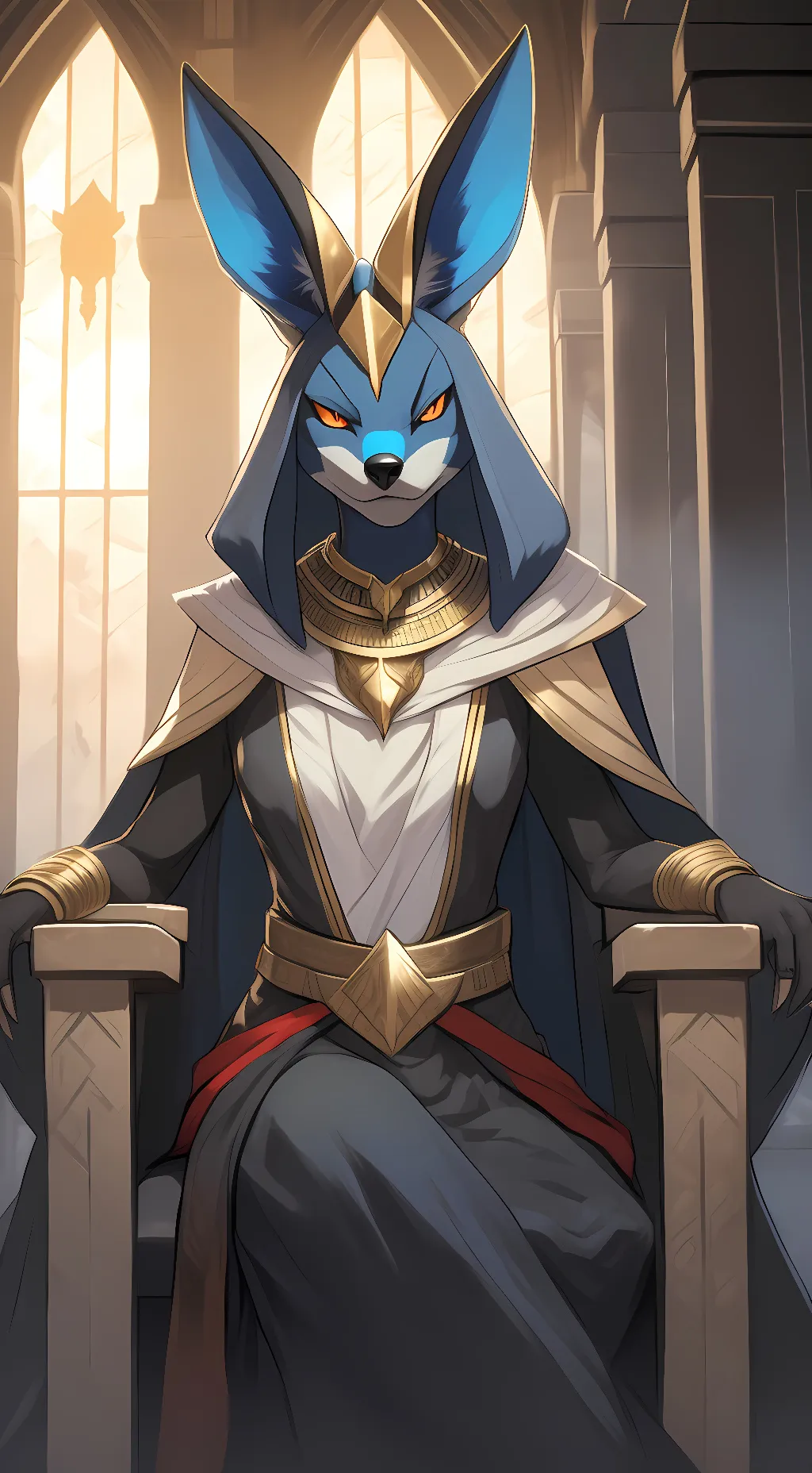 ai character: Pharaoh Lucario background