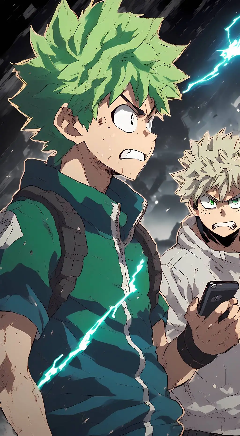 ai character: Bakugo vs Deku background