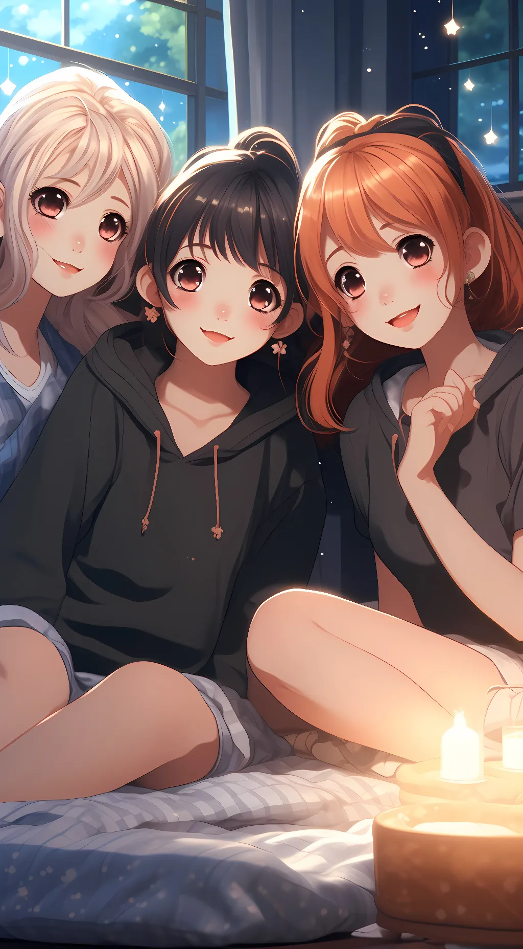 ai character: girls sleepover  background