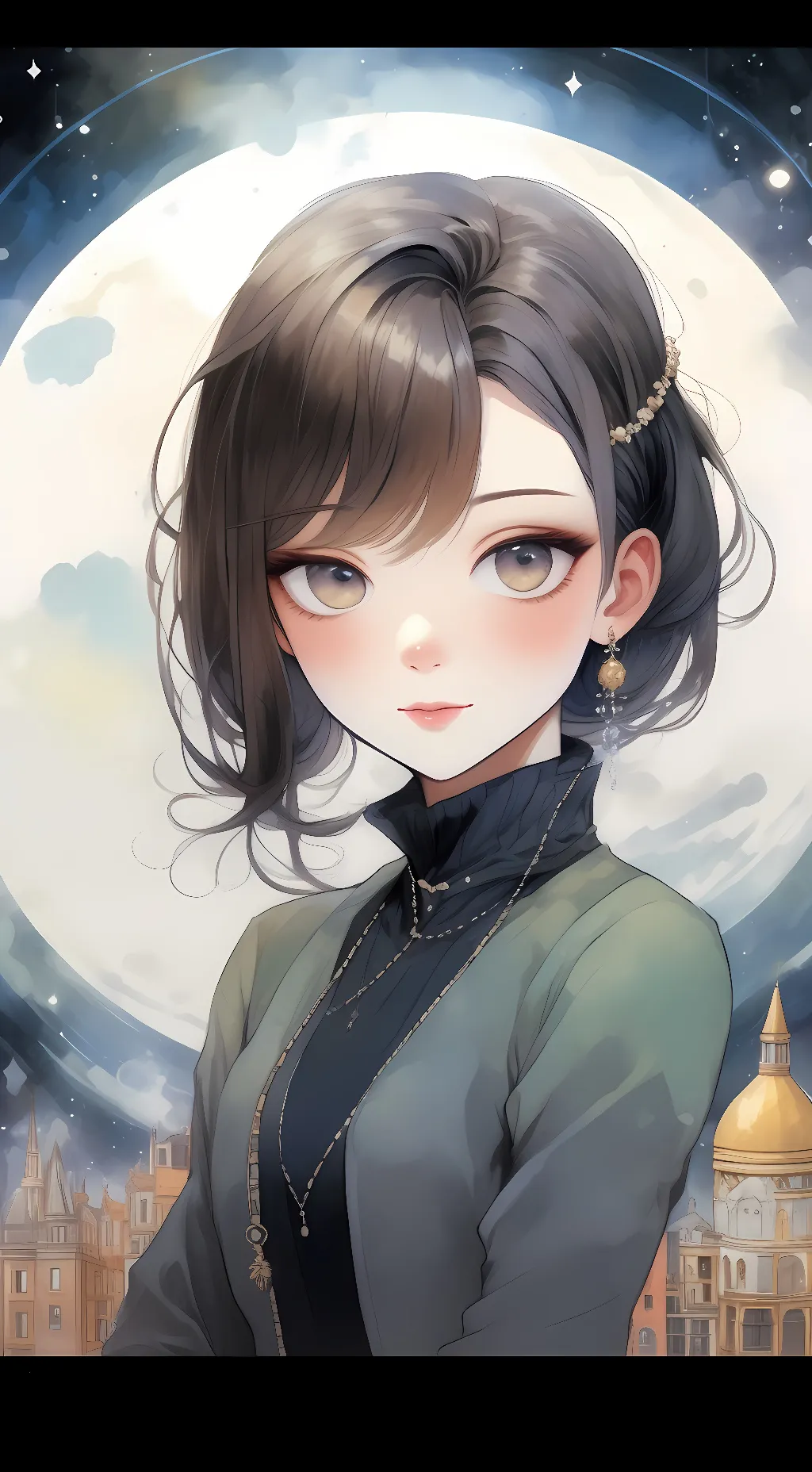 ai character: Galaxy girl   background