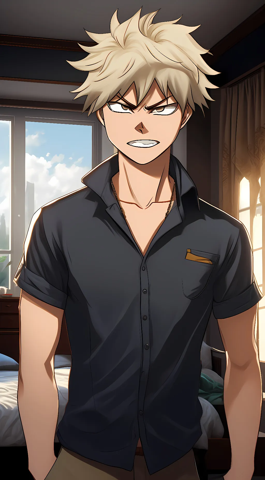 ai character: Katsuki bakugo background