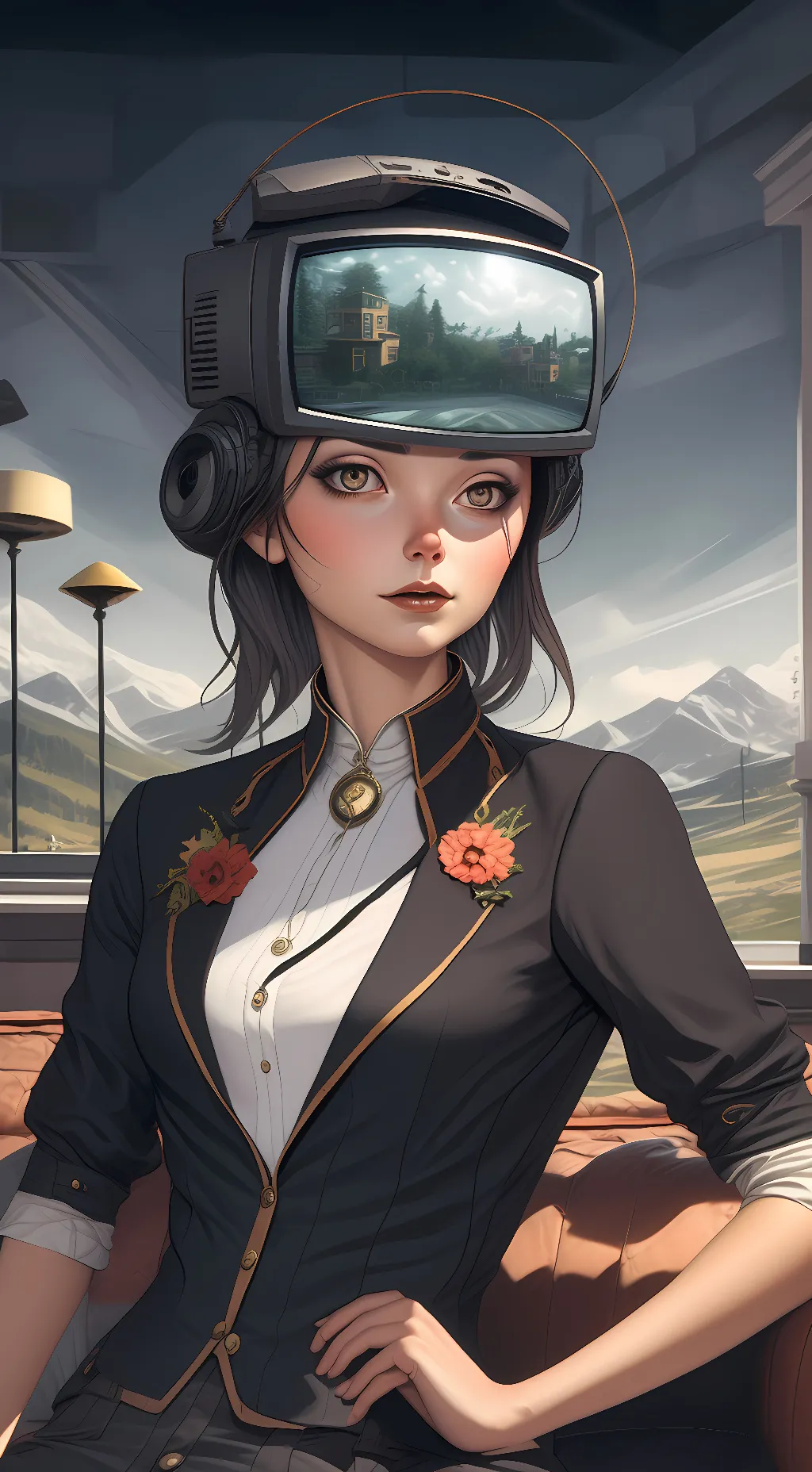 ai character: Tv women  background