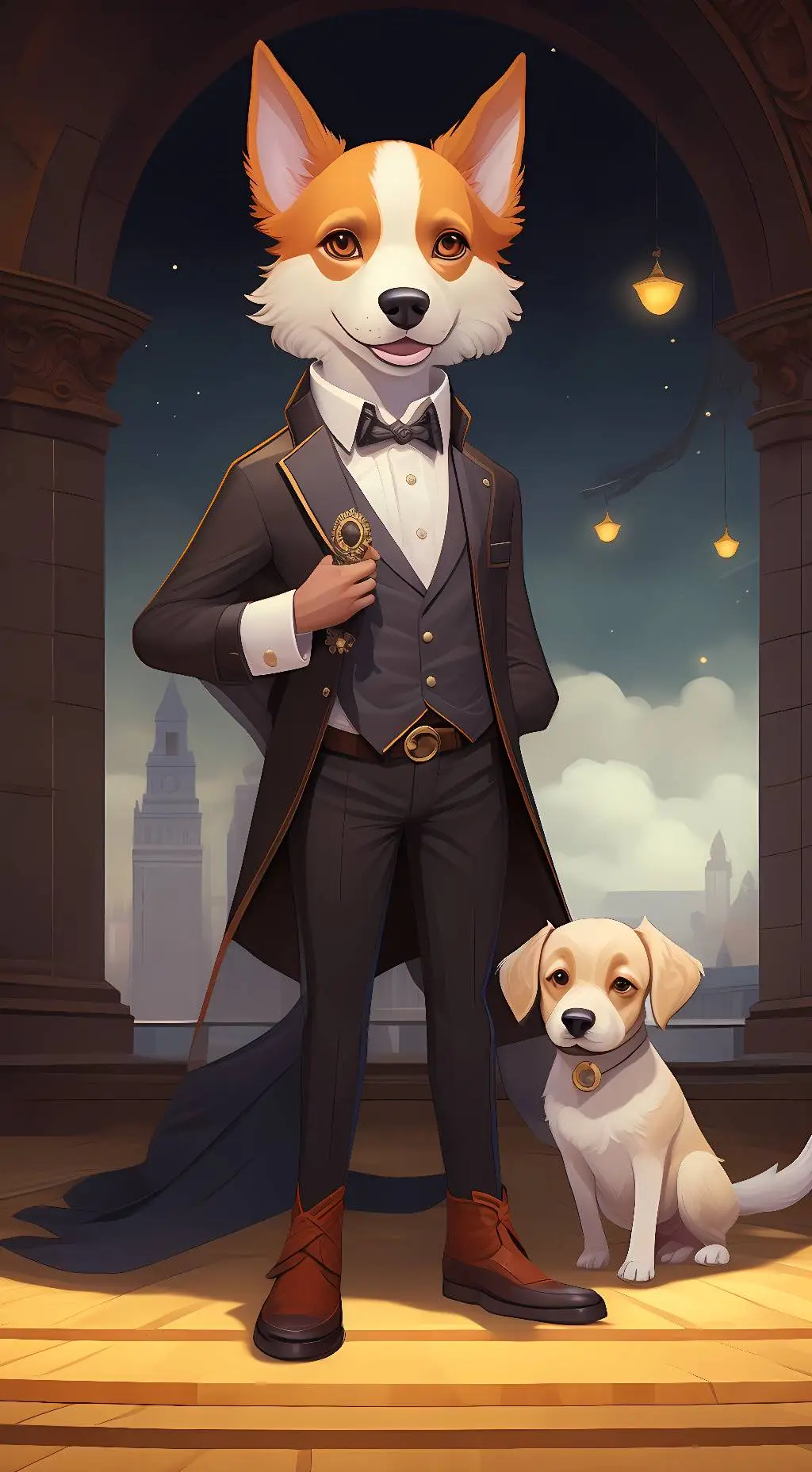 ai character: Corgi and pet background