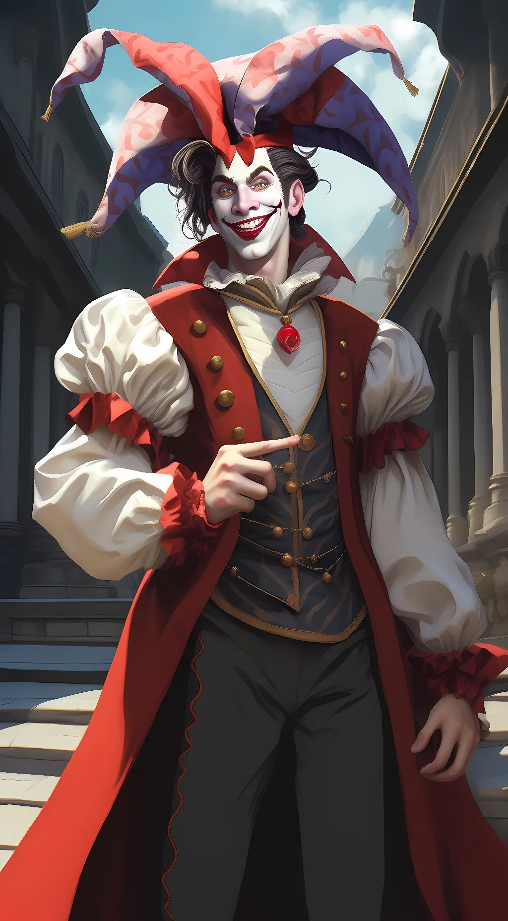 ai character: Jester Courtier background