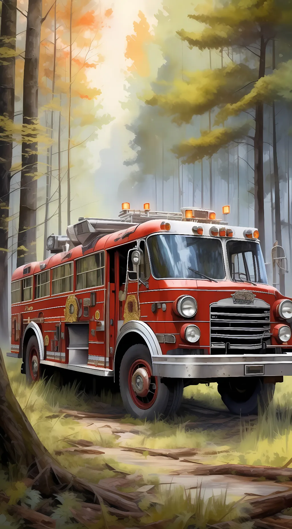 ai character: abandoned fire bus background