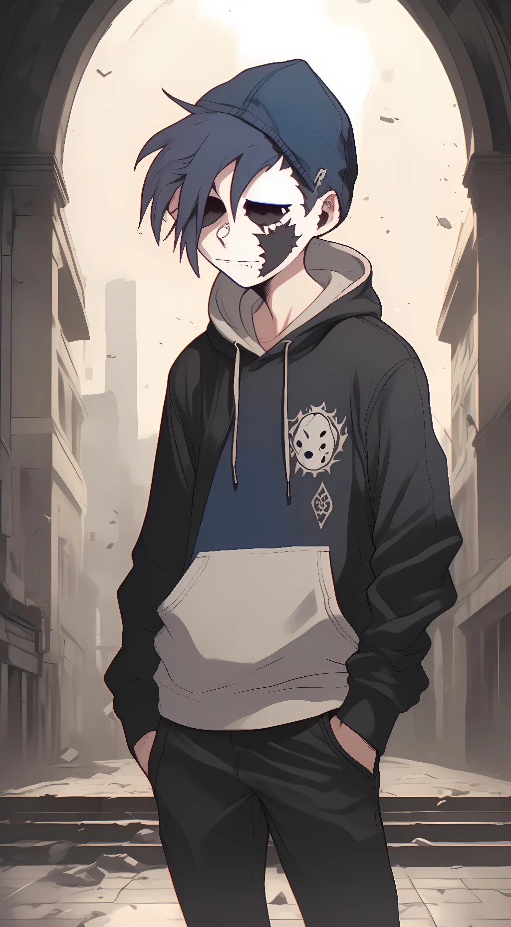 ai character: Lost silver  background