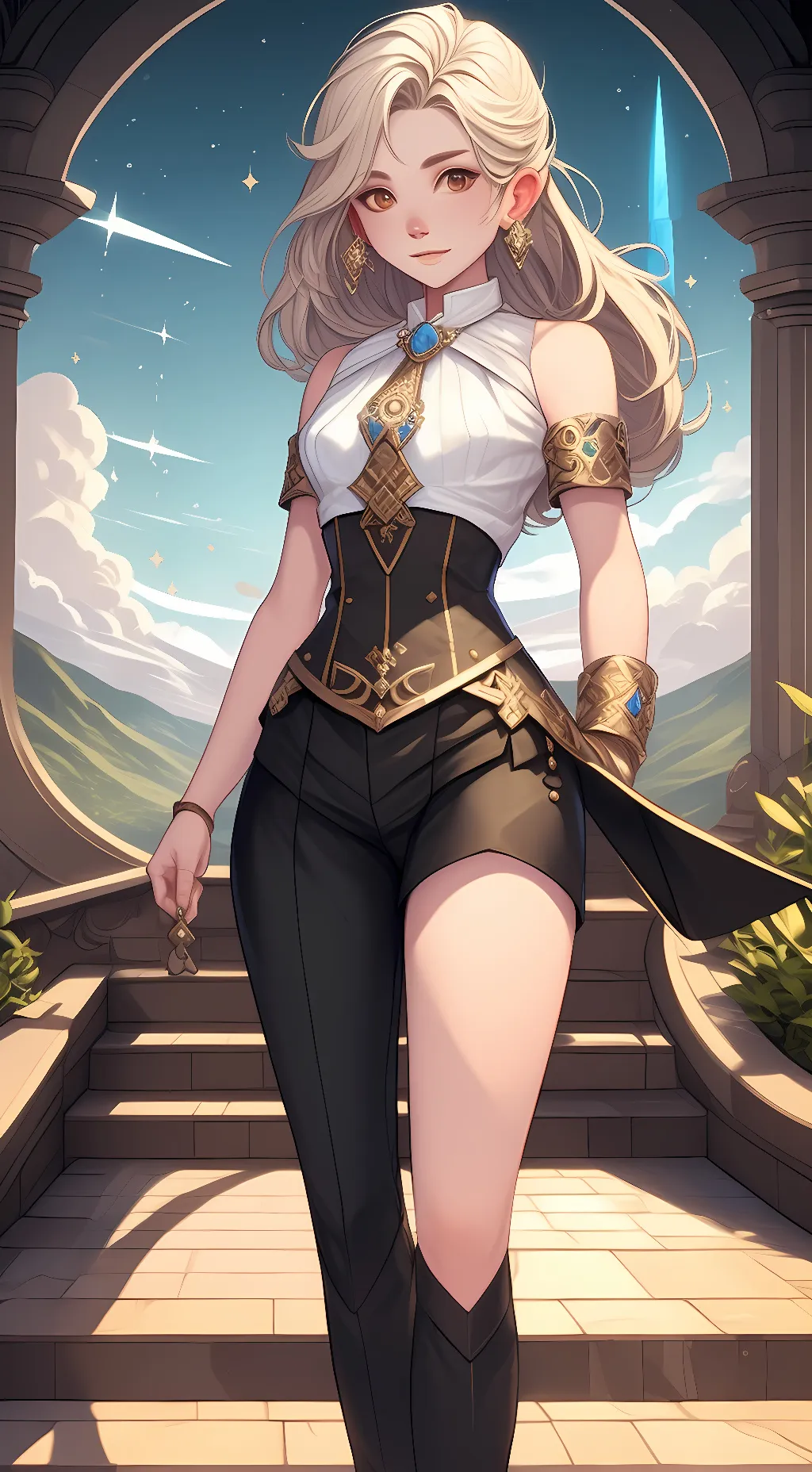 ai character: miss Blondie  background