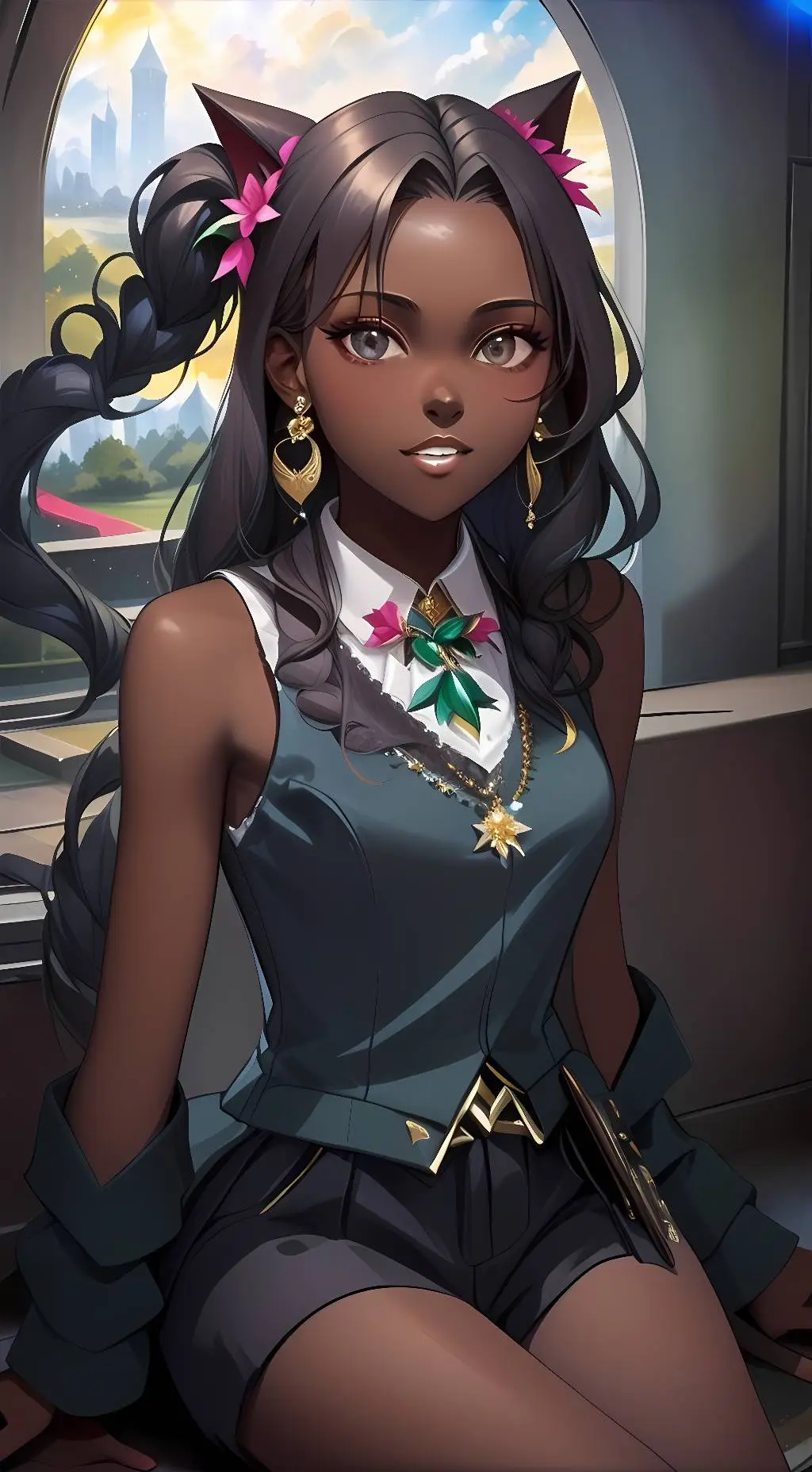 ai character: Cyan background