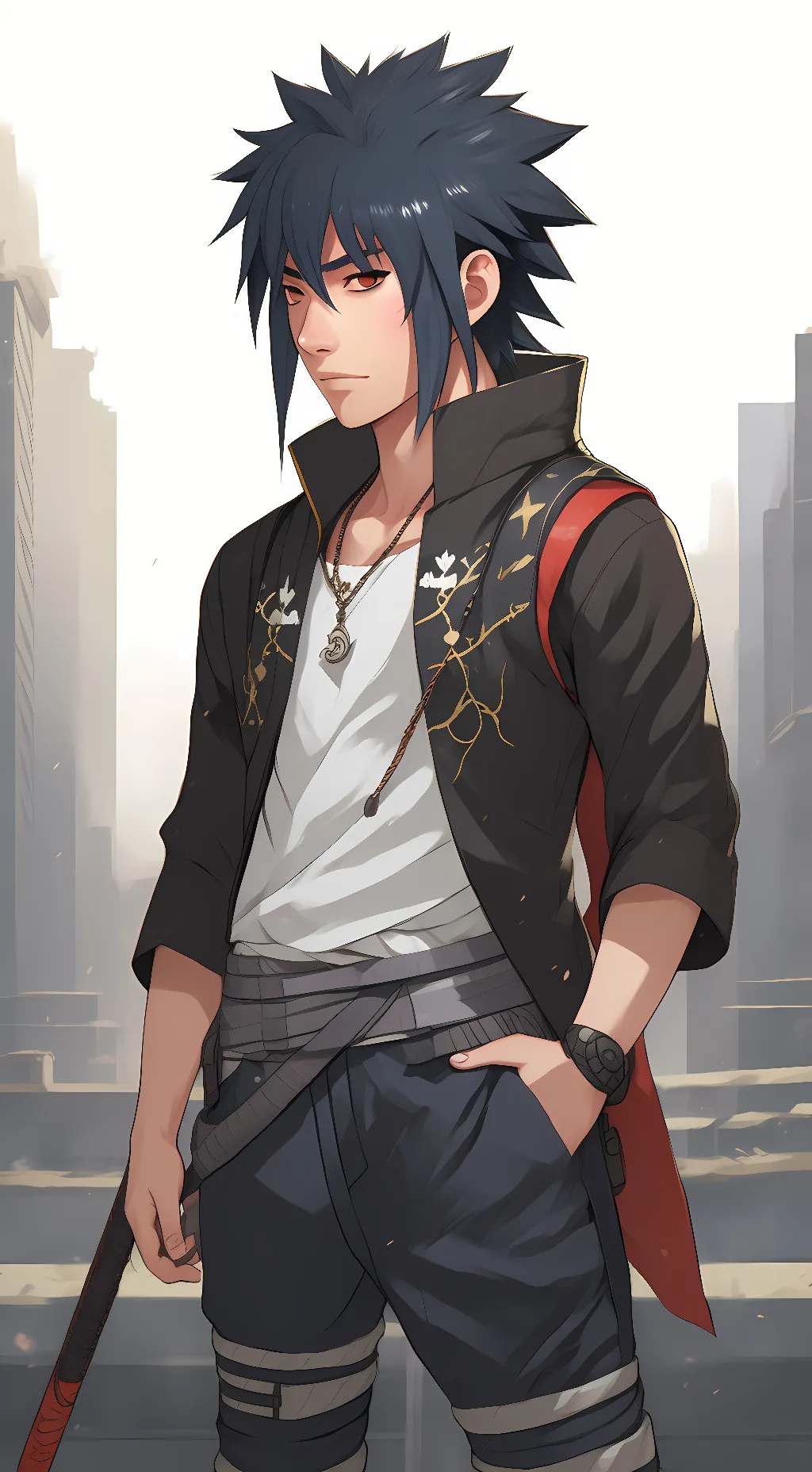 ai character: Sasuke  background