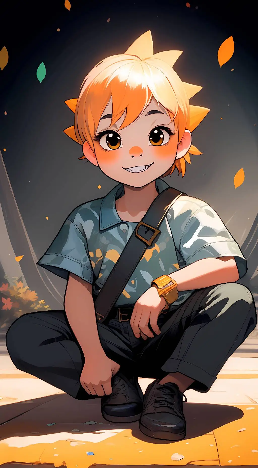 ai character: Orange background