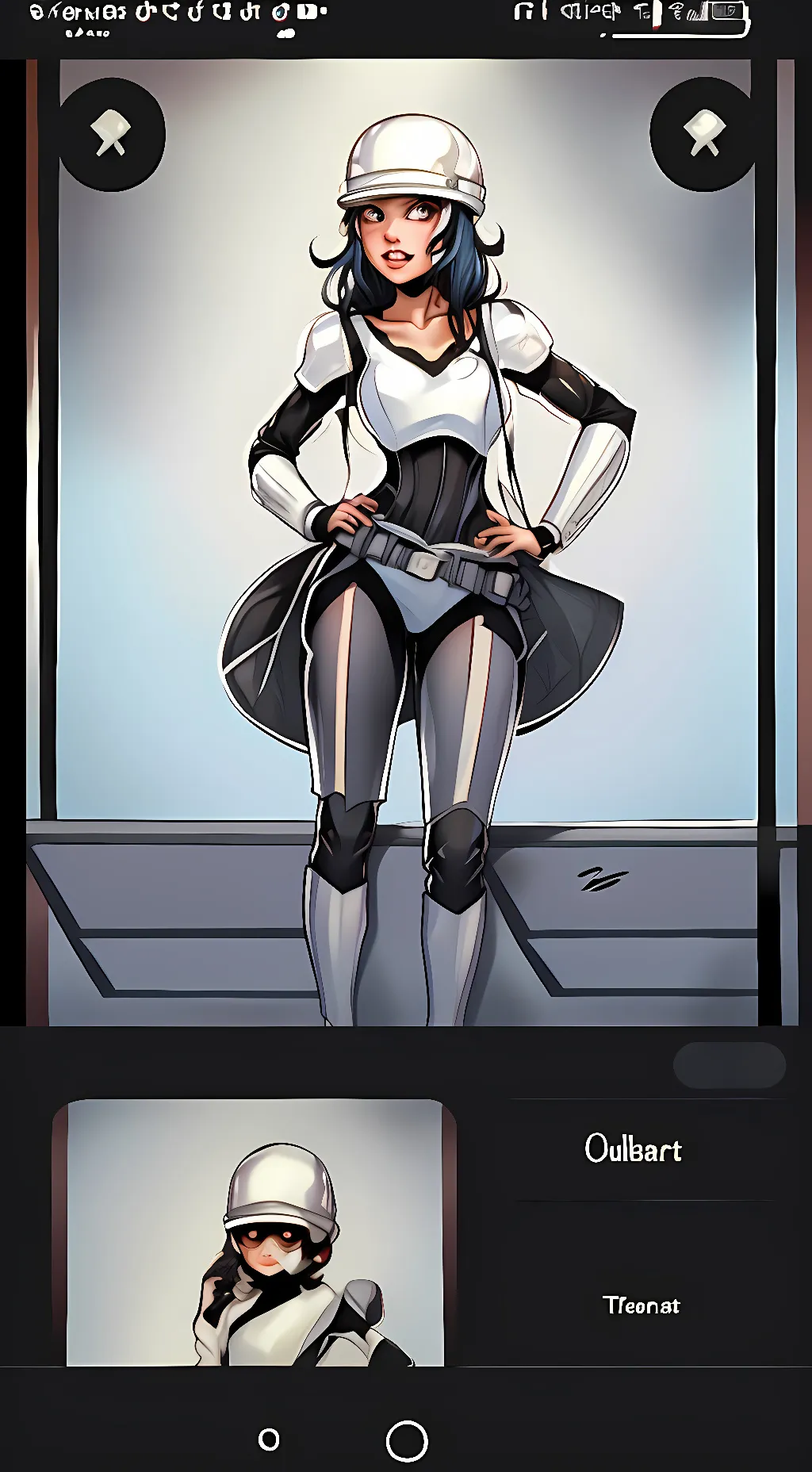 ai character: stormtrooper girl  background