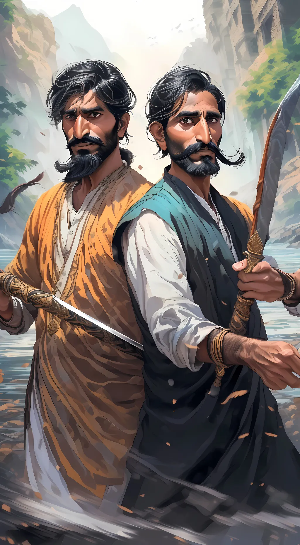 ai character: Bheem and raju  background