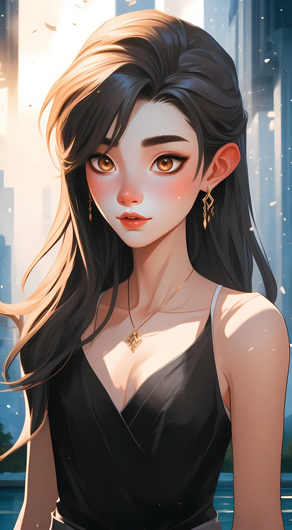 ai character: Beautiful girl  background