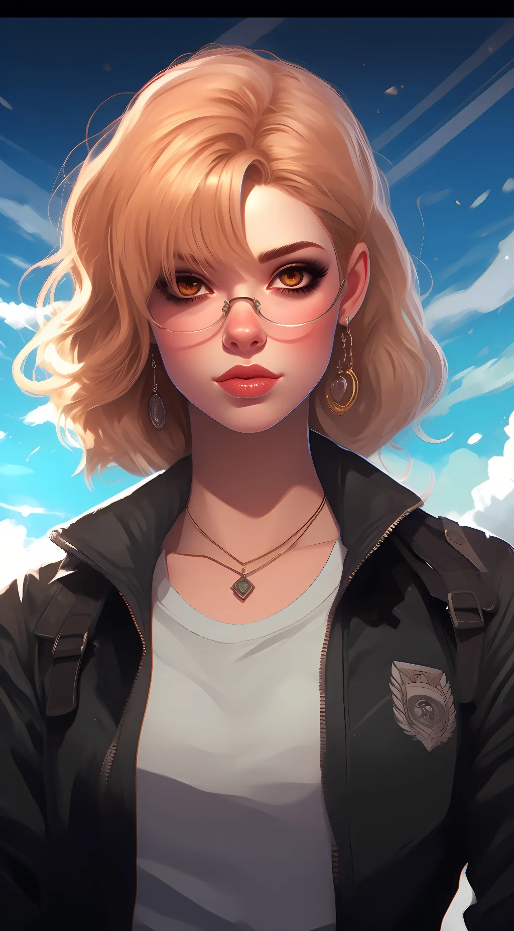 ai character: BadGirlHalo  background