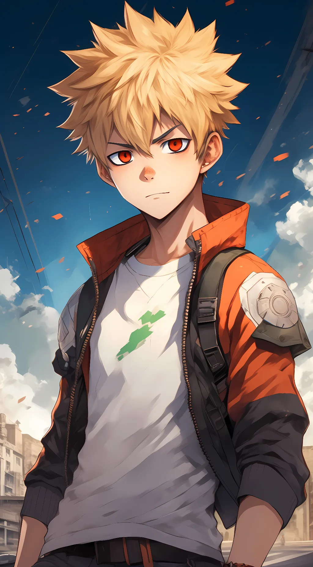 ai character: Mid school bakugo  background