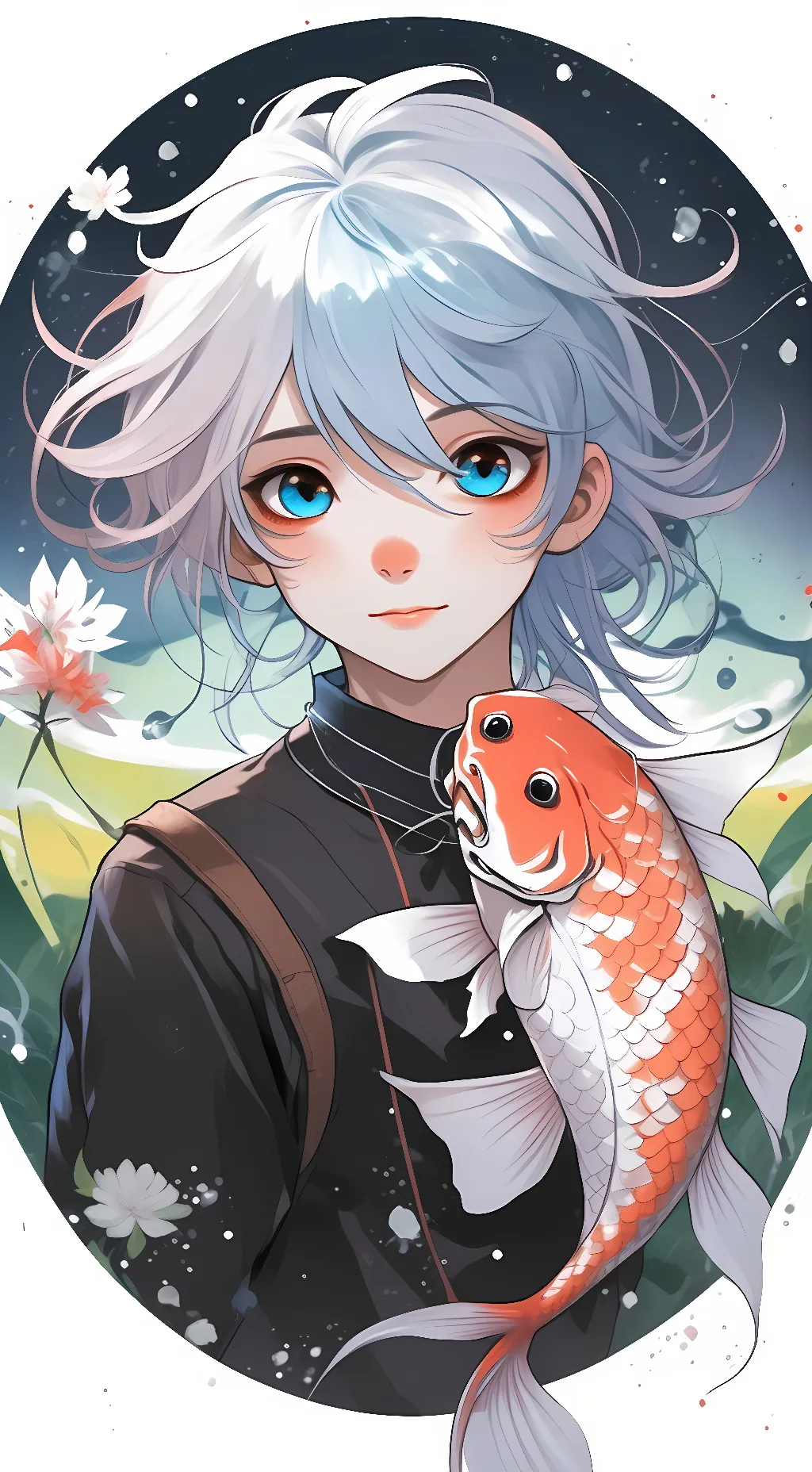 ai character: Koi background