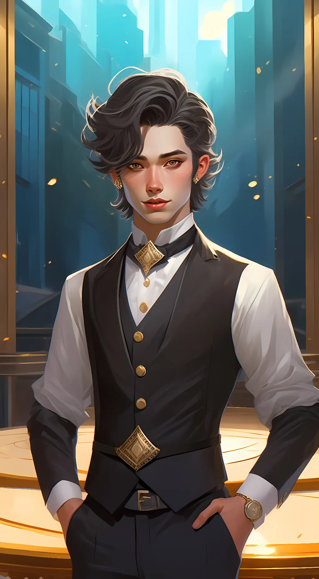 ai character: Raven Black background