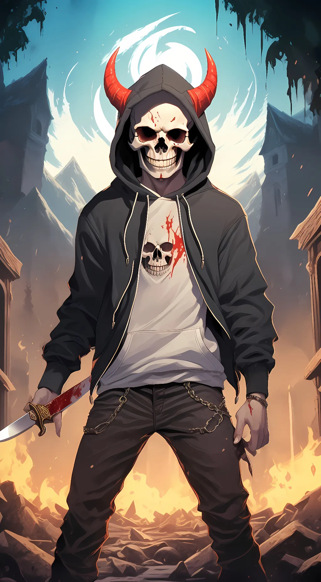 ai character: skulley the gem  background