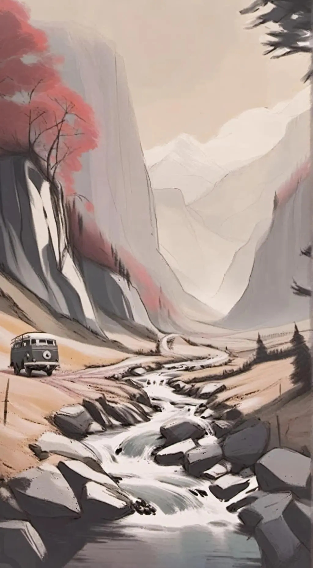 ai character: Road trip  background