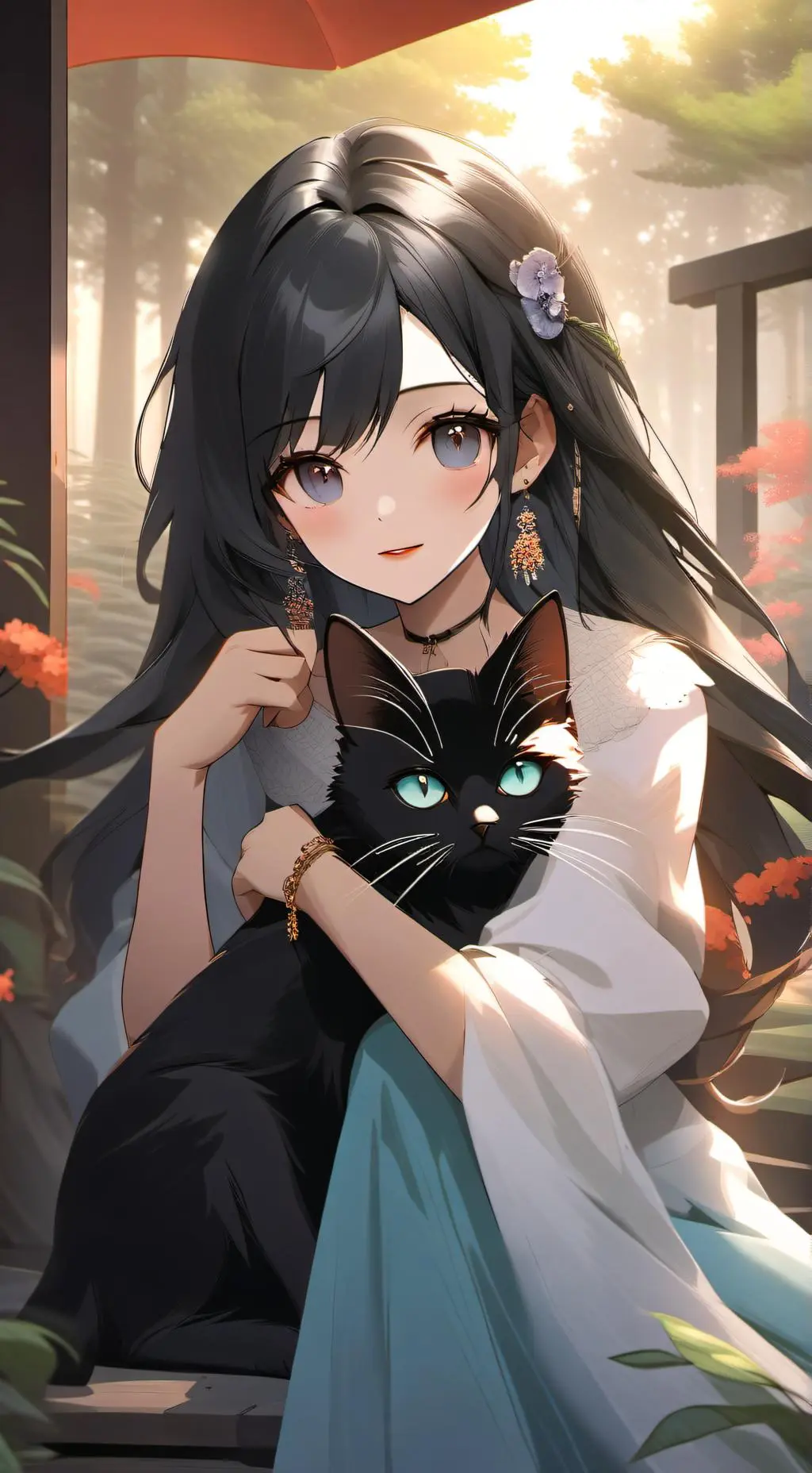 ai character: Black cat background