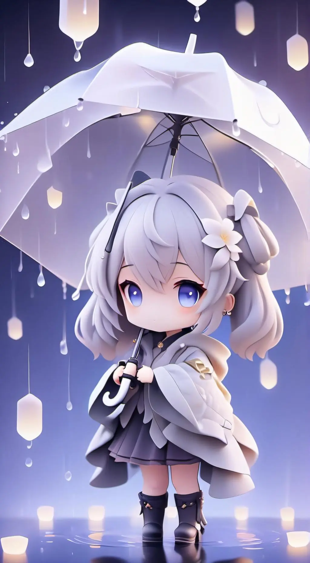 ai character: MHA raining day background