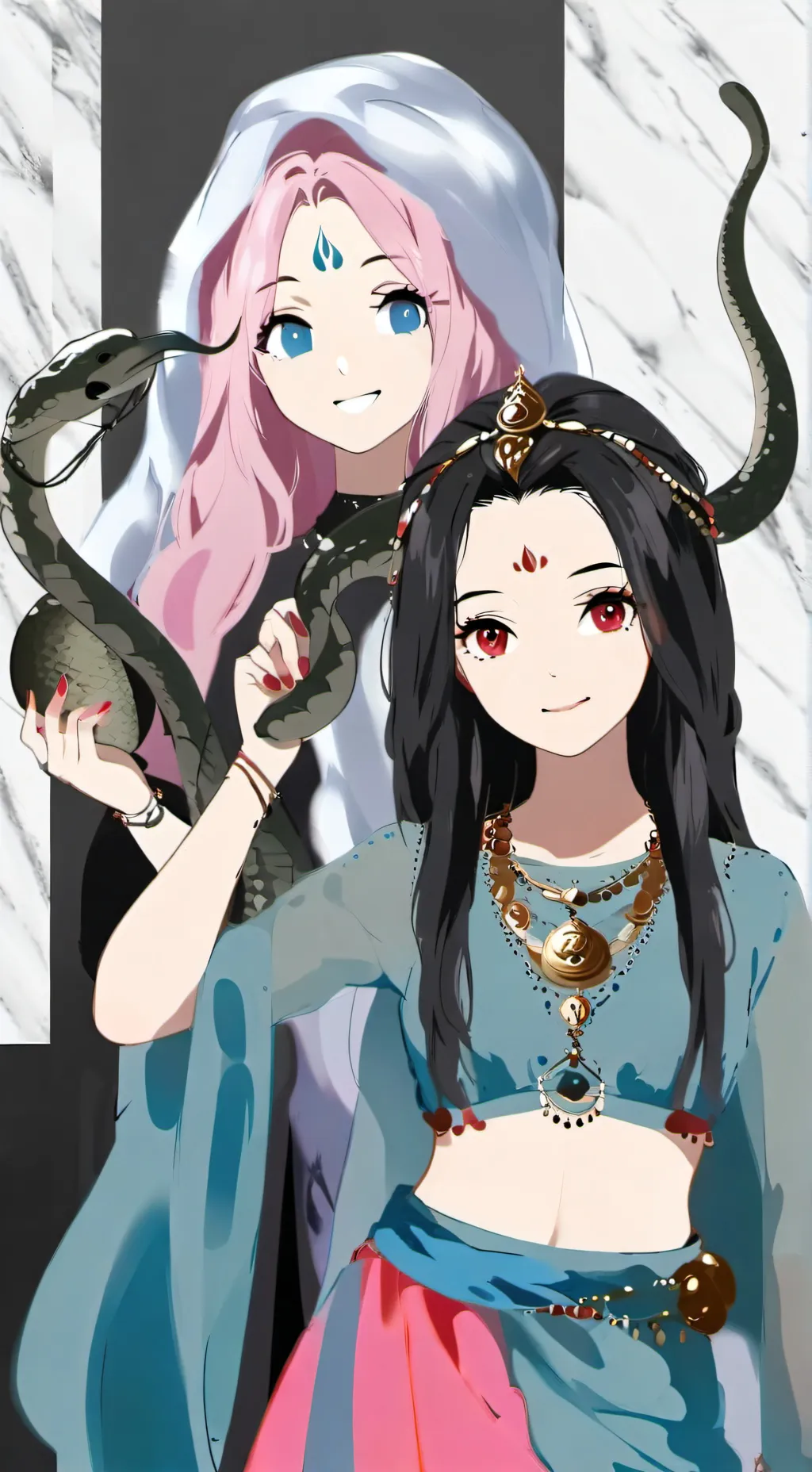 ai character: Sonya and Ariel  background