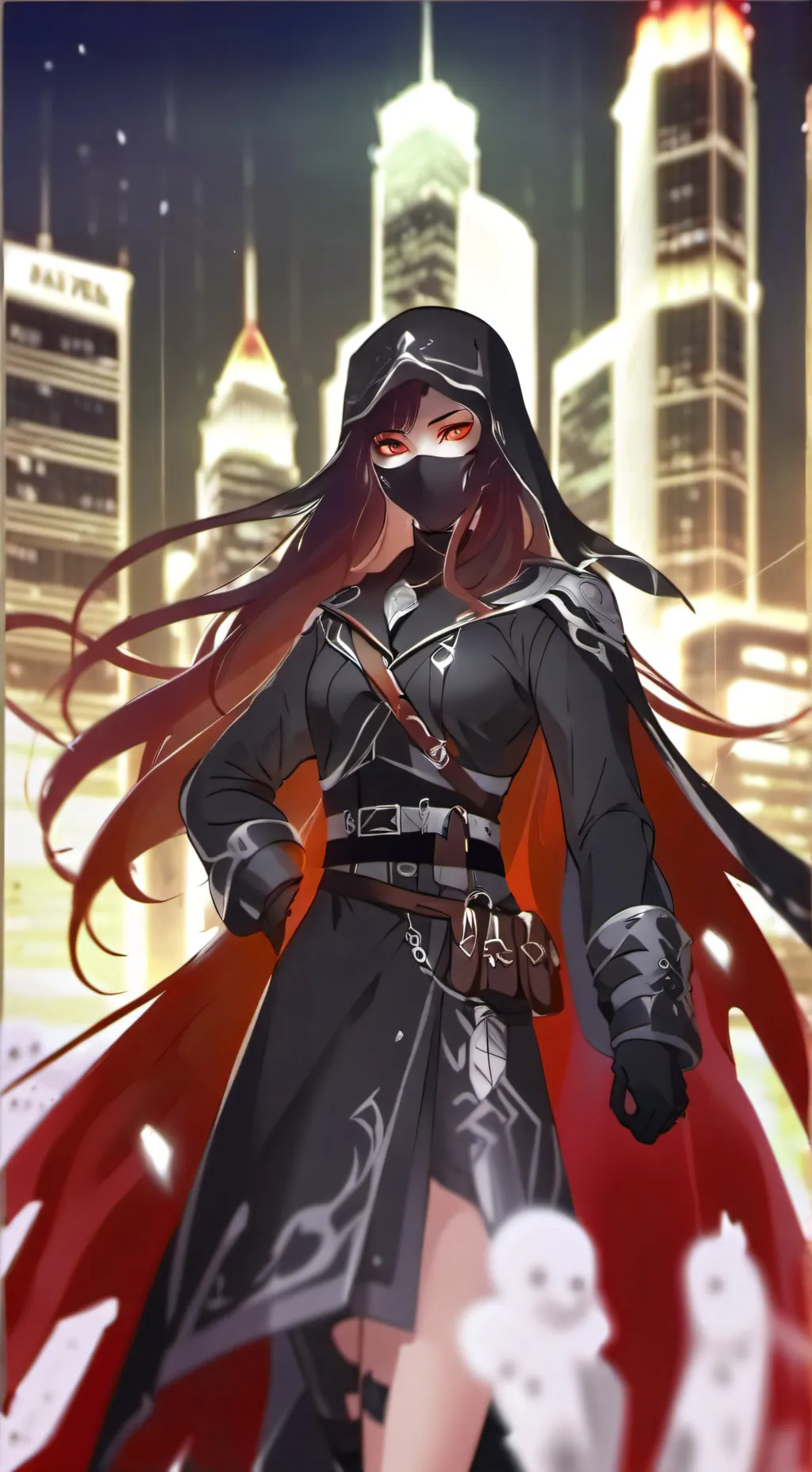 ai character: red mask background