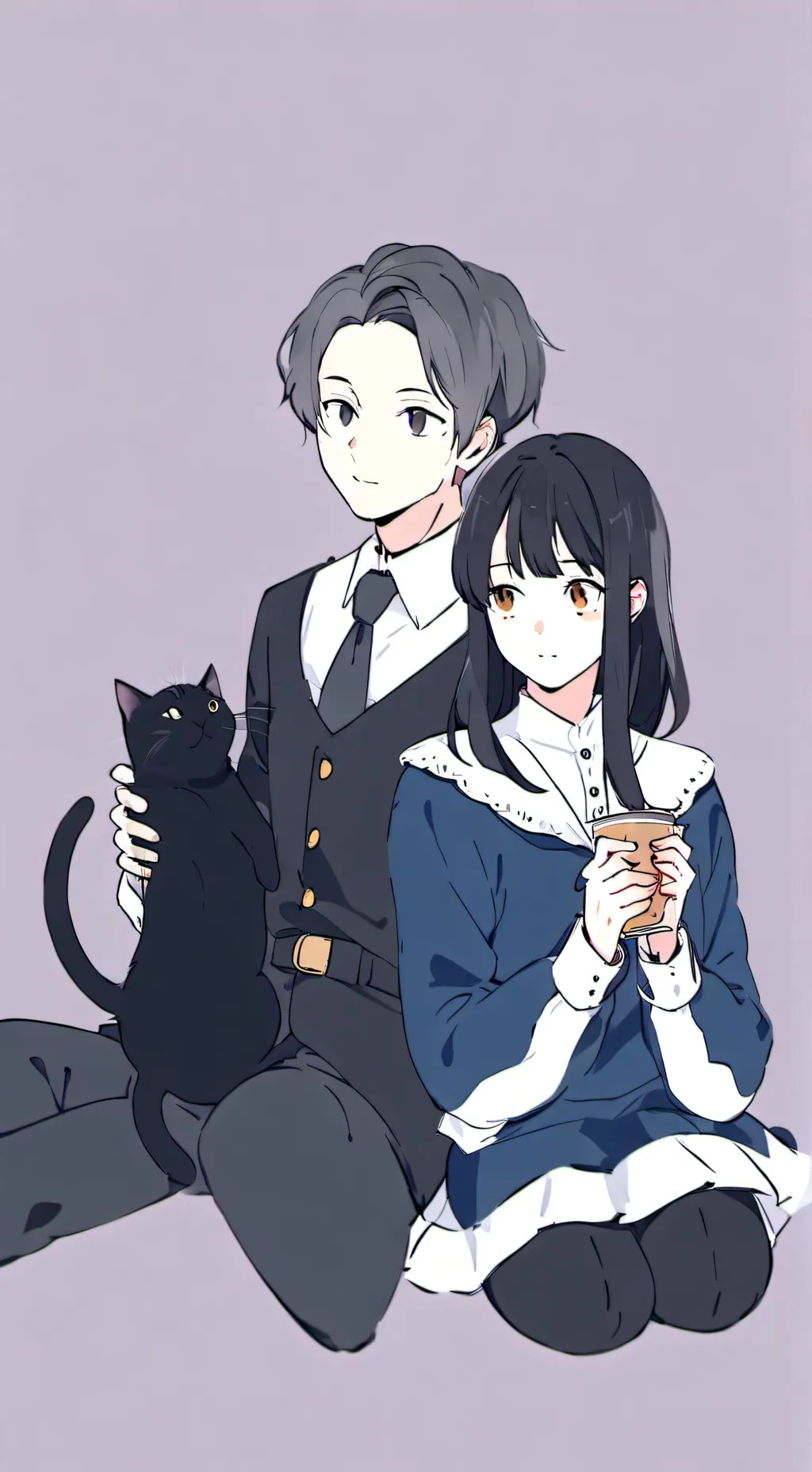 ai character: Black x gray~ background