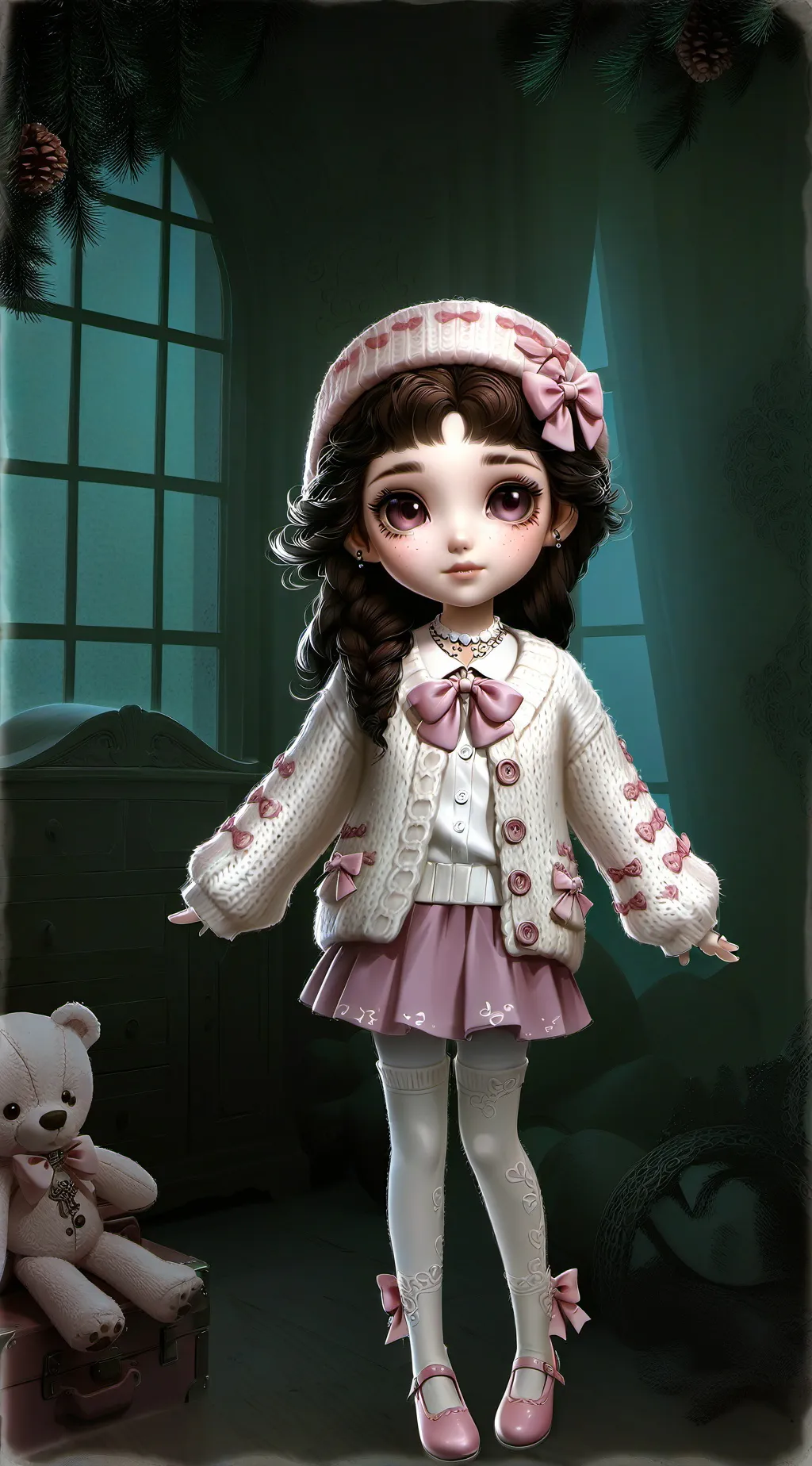 ai character: Scary Doll  background