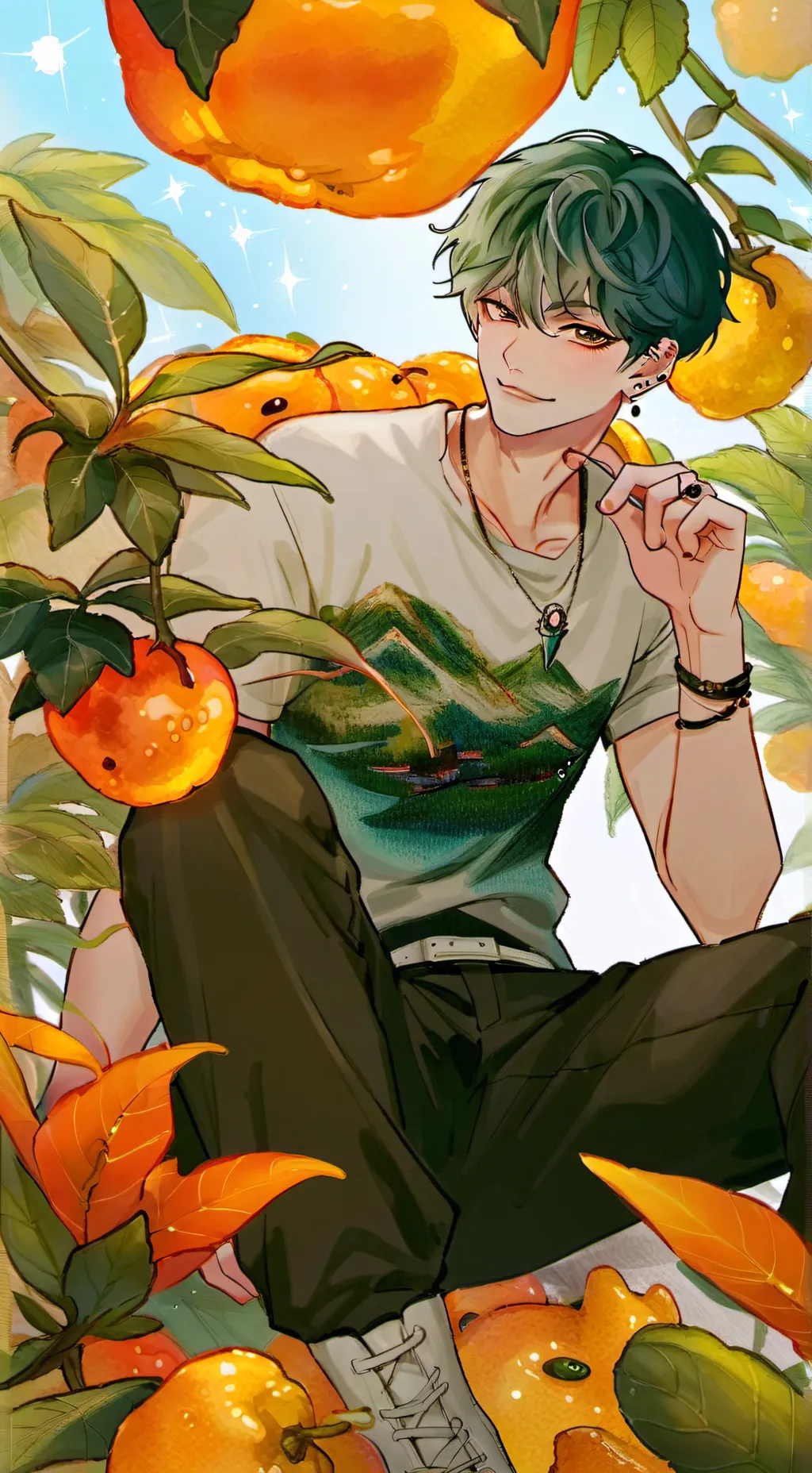 ai character: waves background