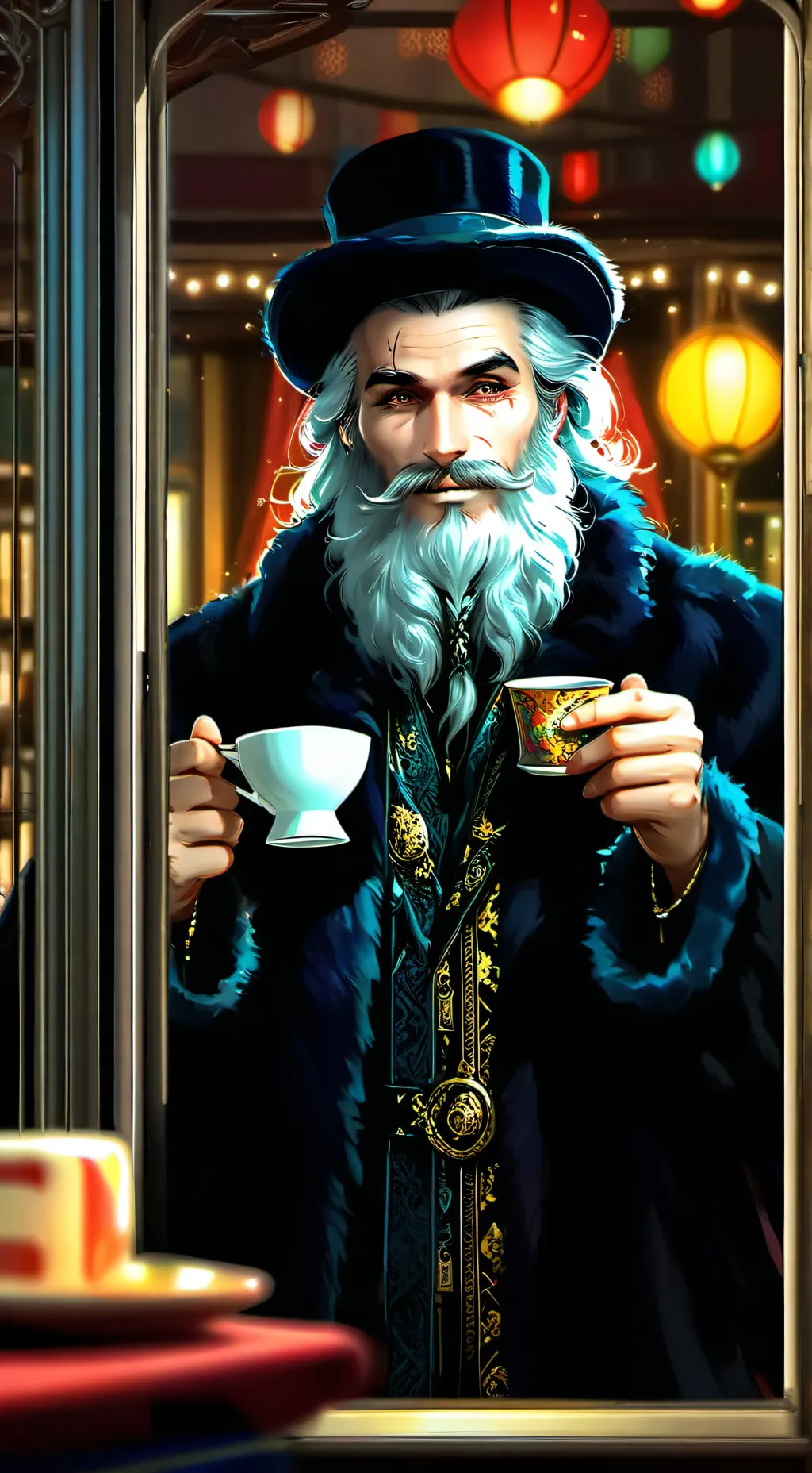 ai character: The Tsar of Tea Time background