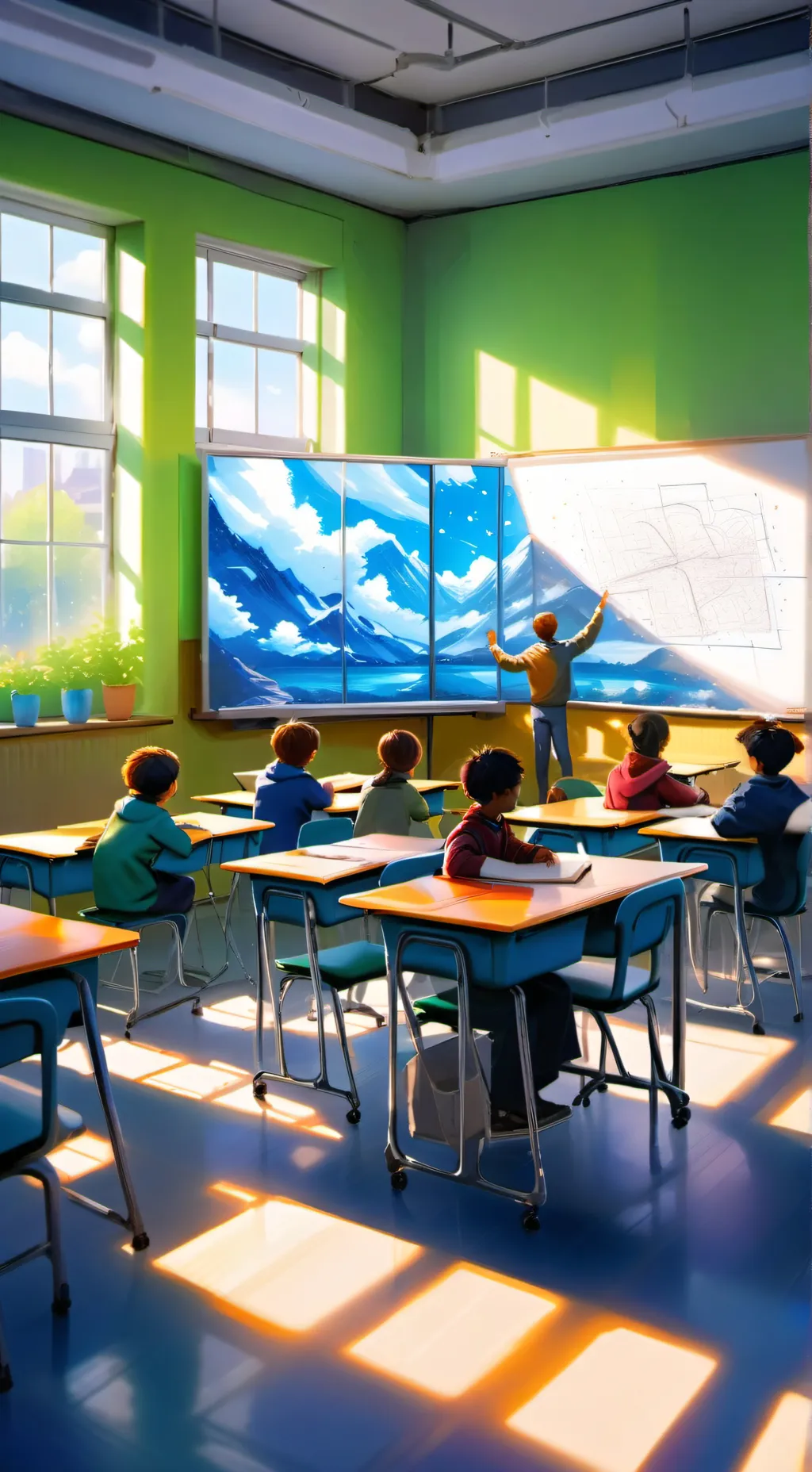 ai character: classroom  background