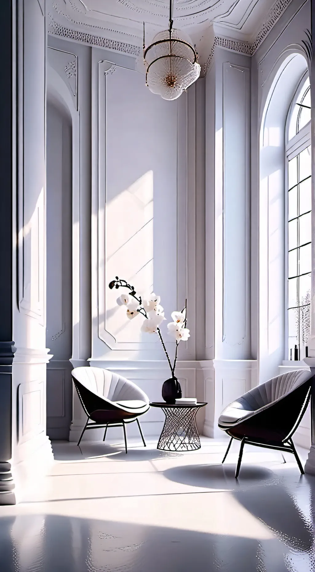 ai character: a oddly white room background