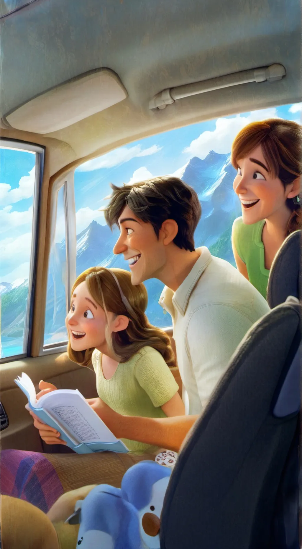 ai character: family road trip background