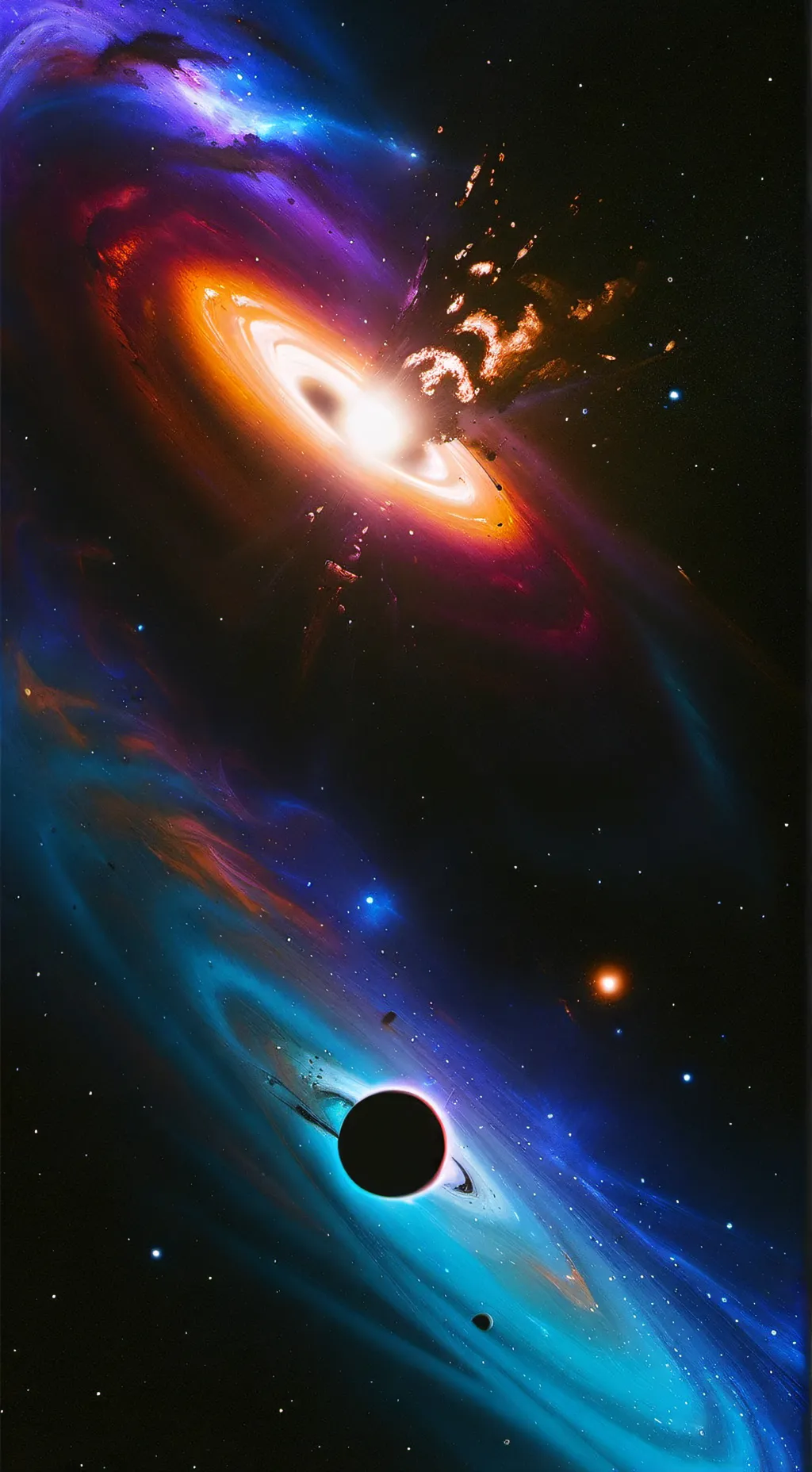 ai character: Black hole galaxy background