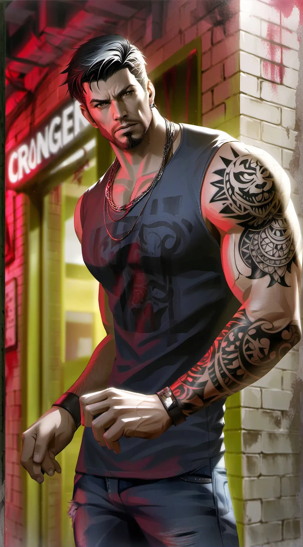 ai character: Tan background