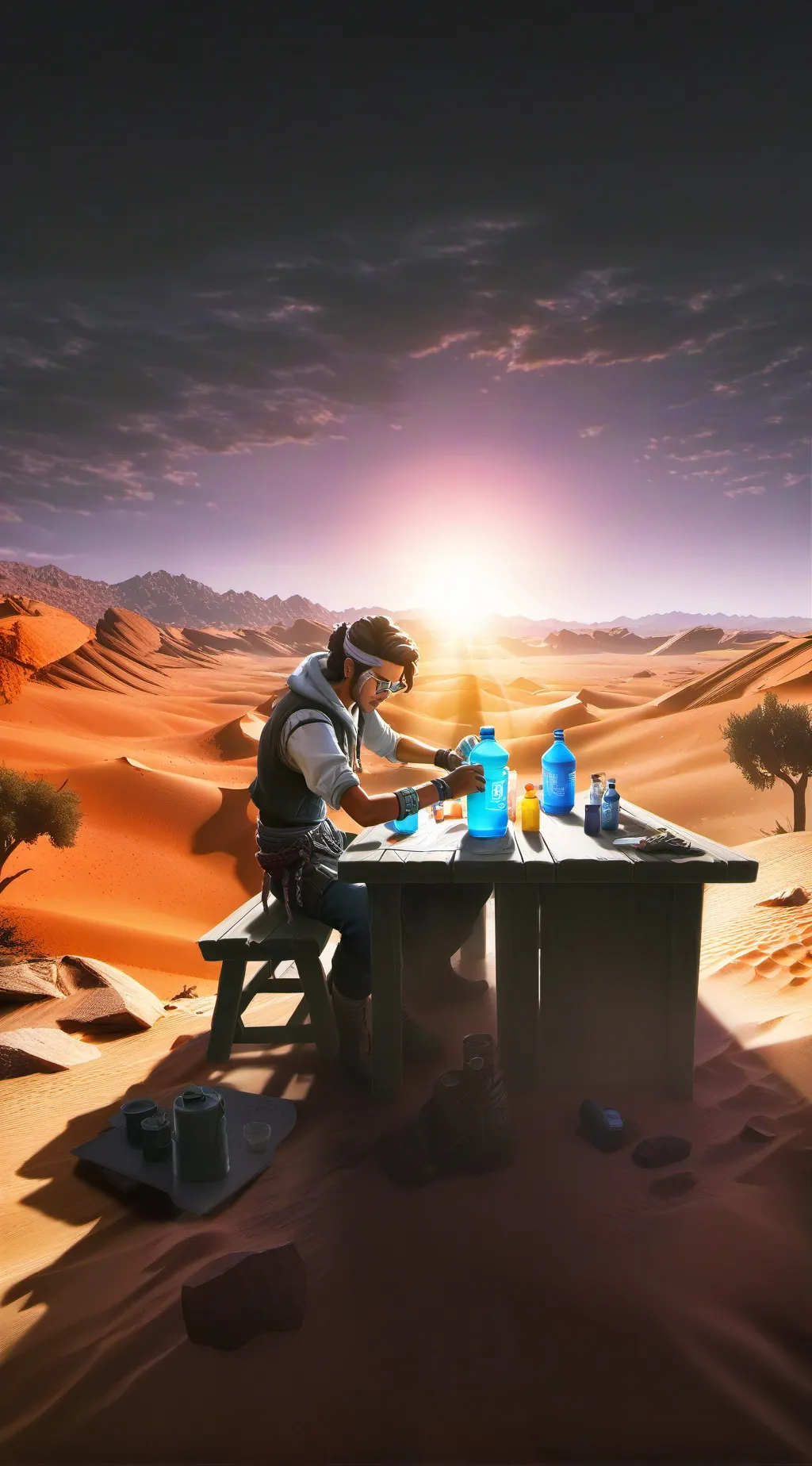 ai character: Desert Aquapreneur background