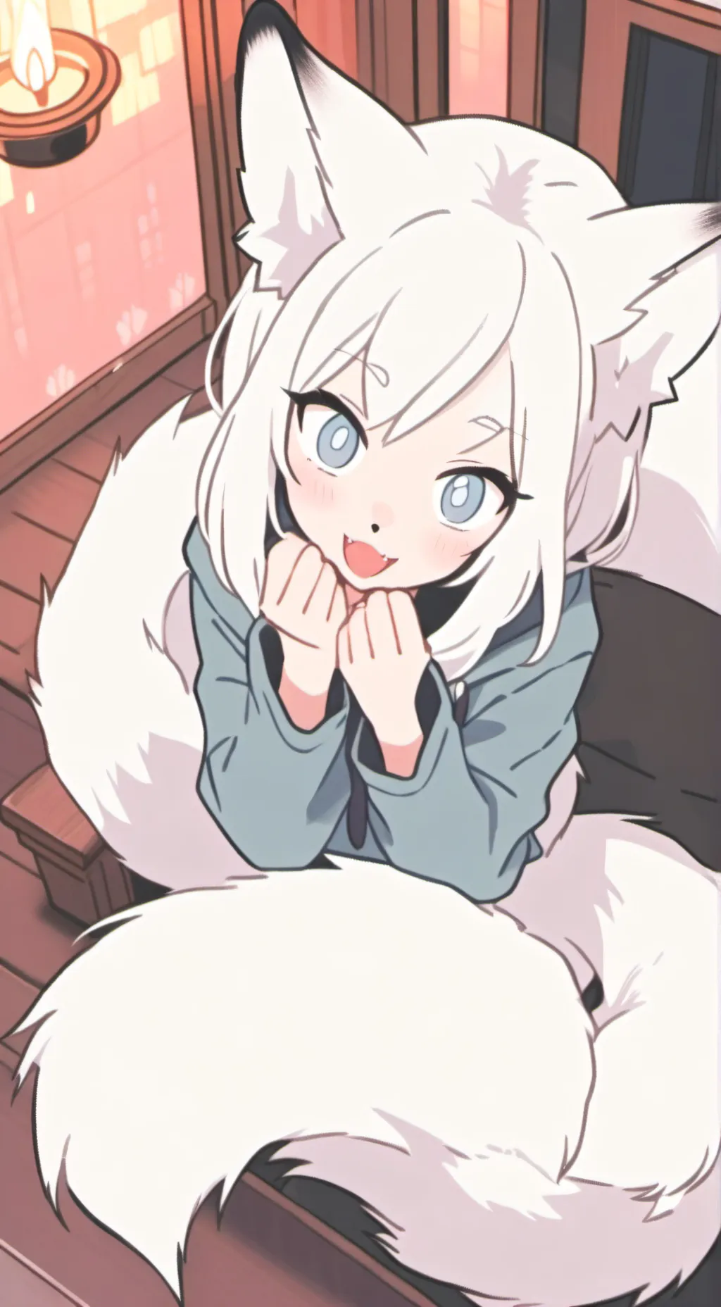 ai character: Frosty the Arctic Fox Spirit background