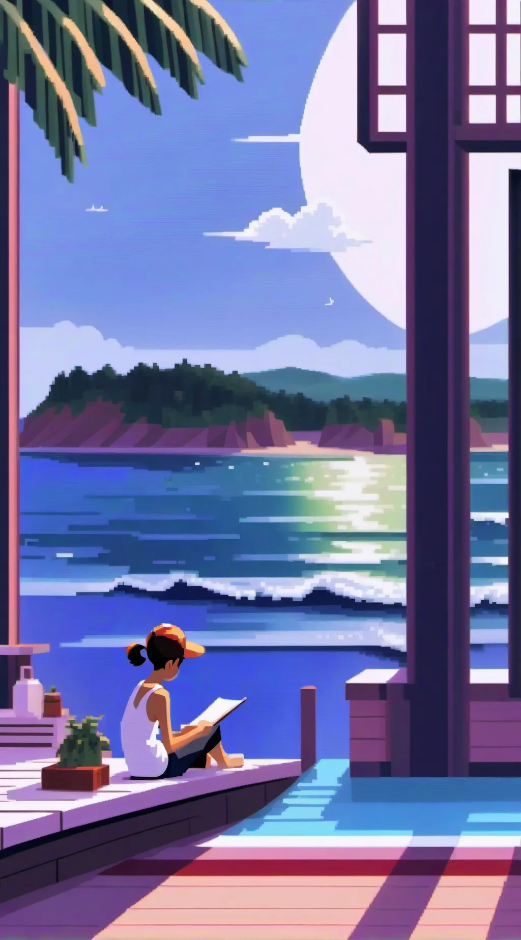 ai character: HH beach trip! background