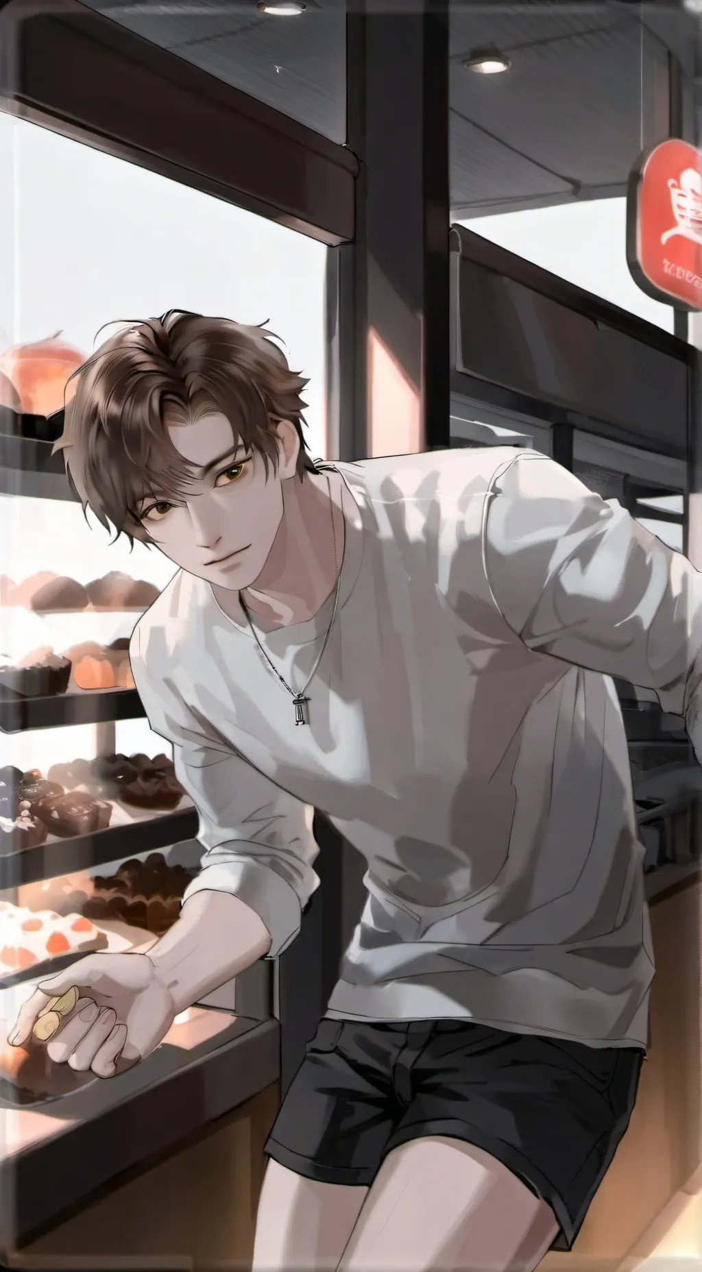 ai character: Grumpy baker background