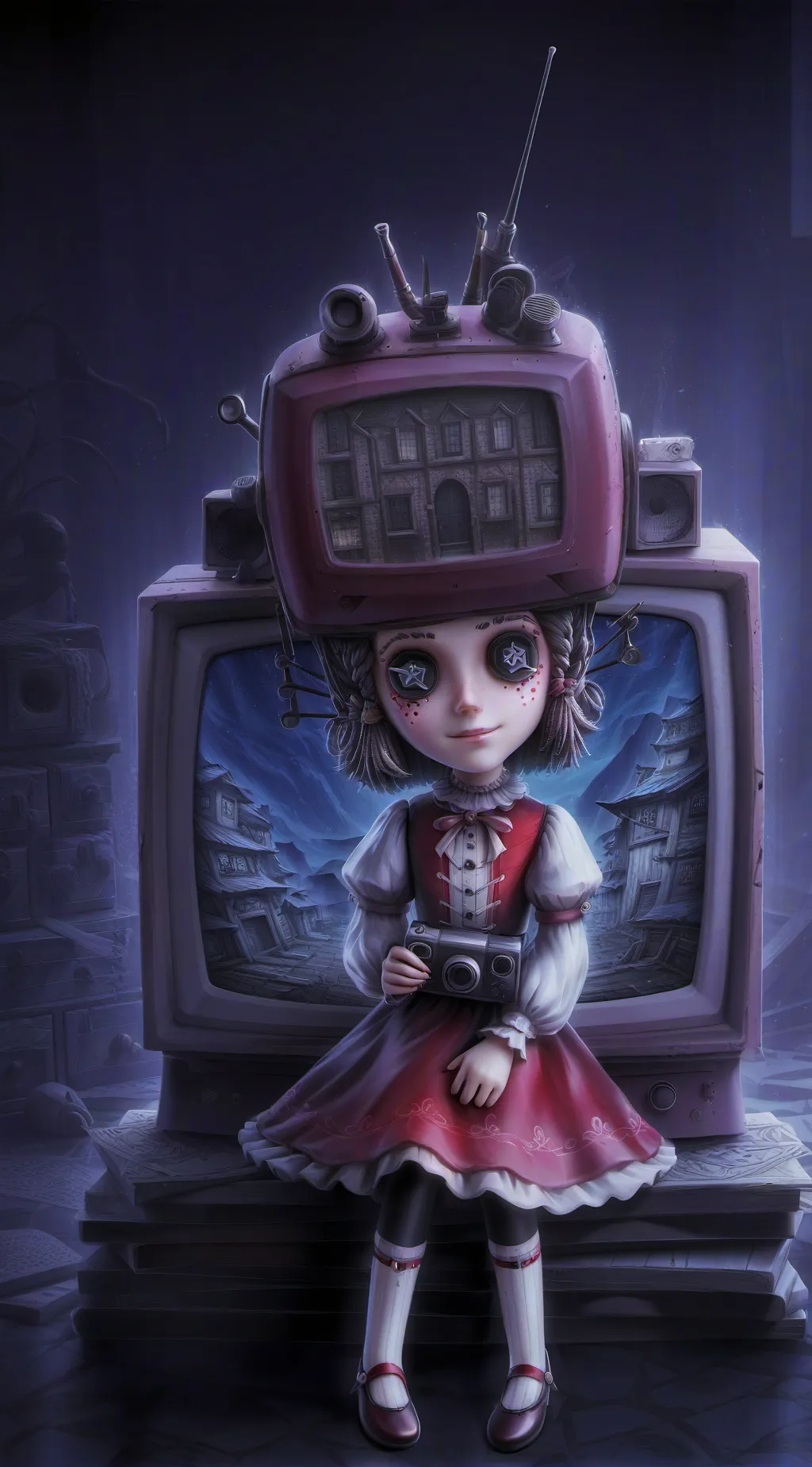 ai character: tv woman is cursed background