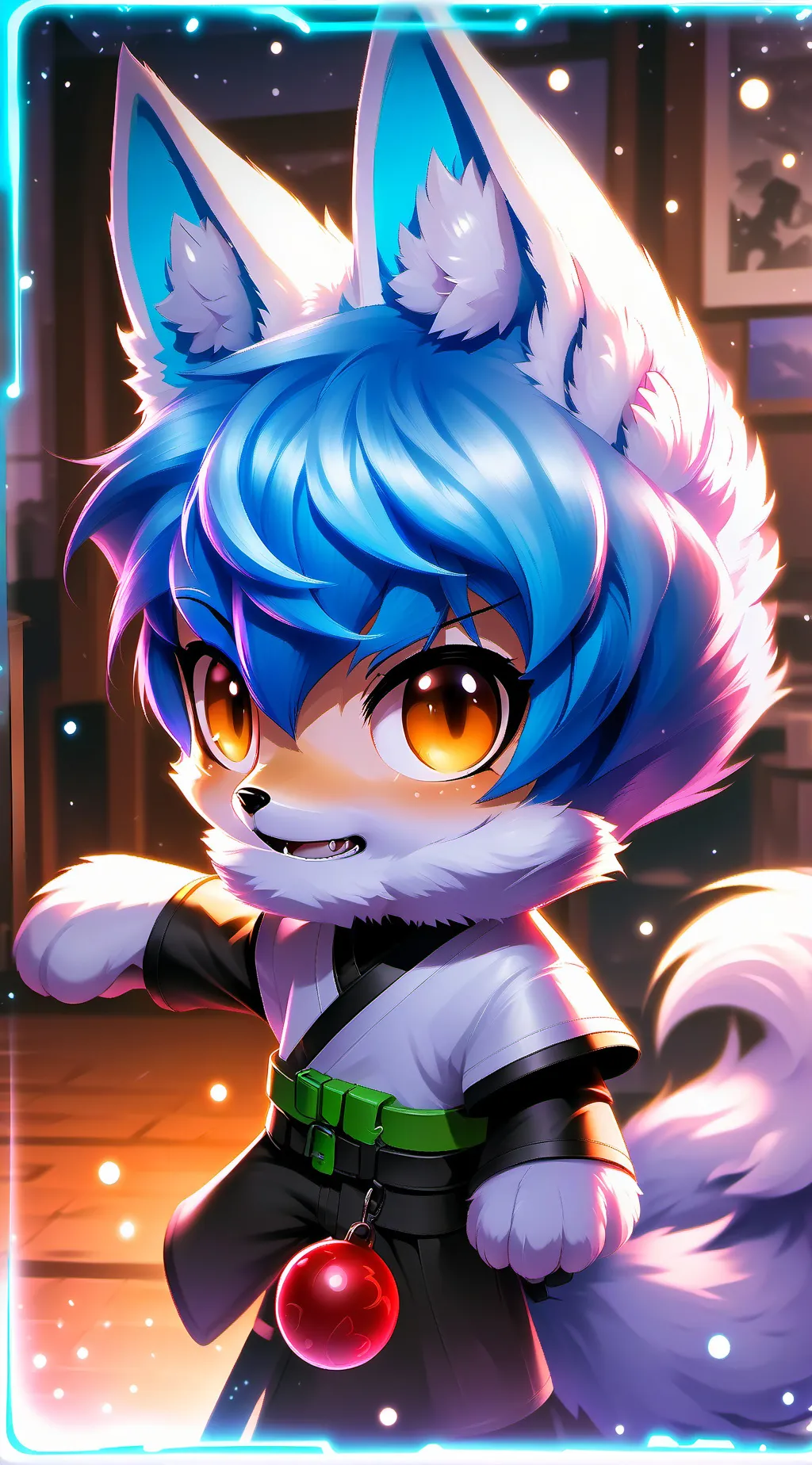 ai character: Whiskers the Wolfox Spirit background