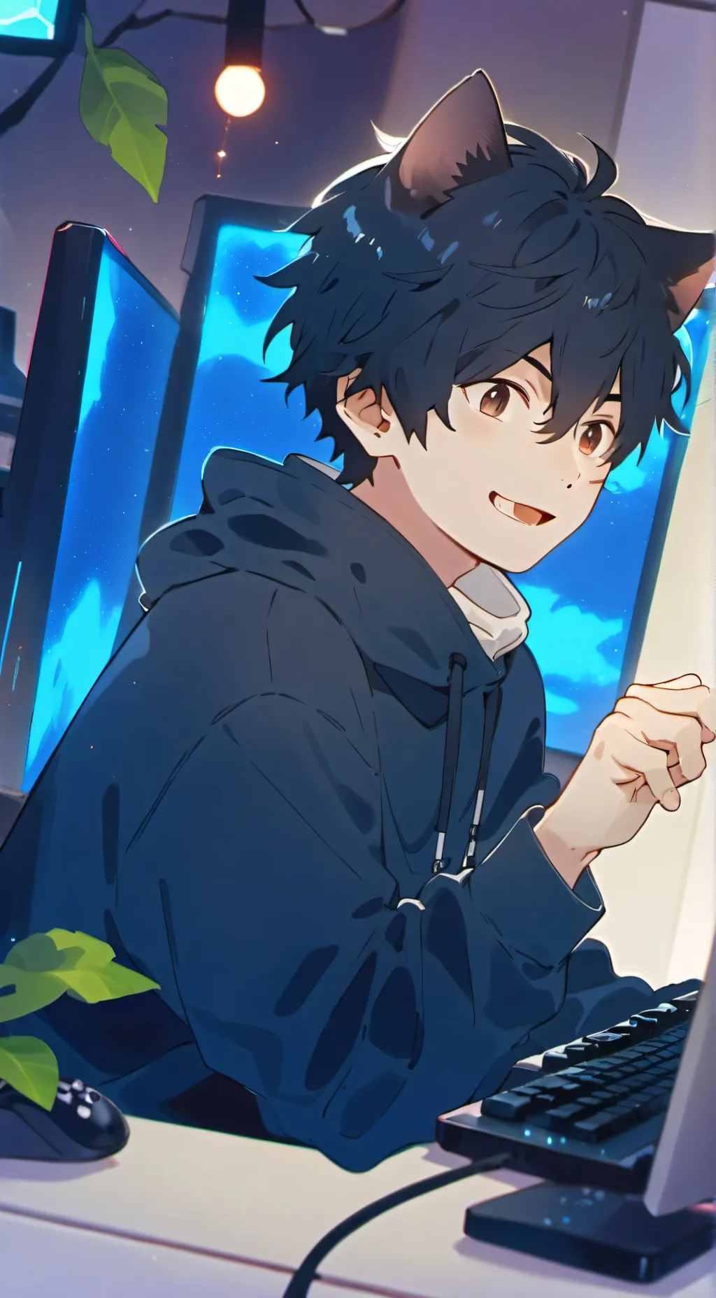 ai character: Bluey the Gaming Spirit background