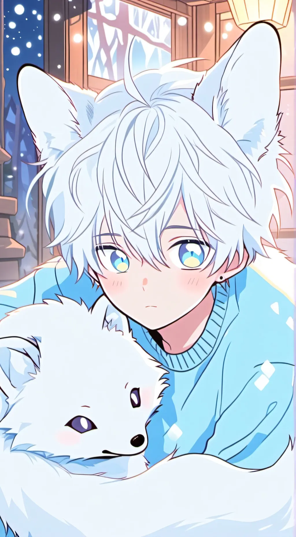 ai character: Arctic Fox Spirit background
